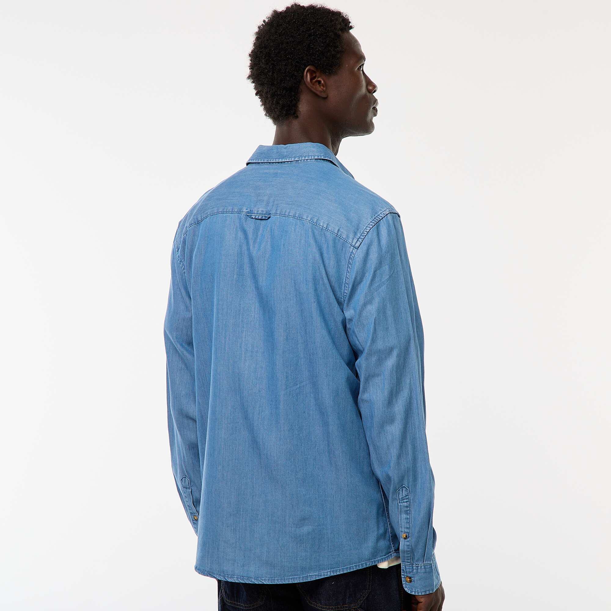 Solid Denim Shirt BLUE - Image 4