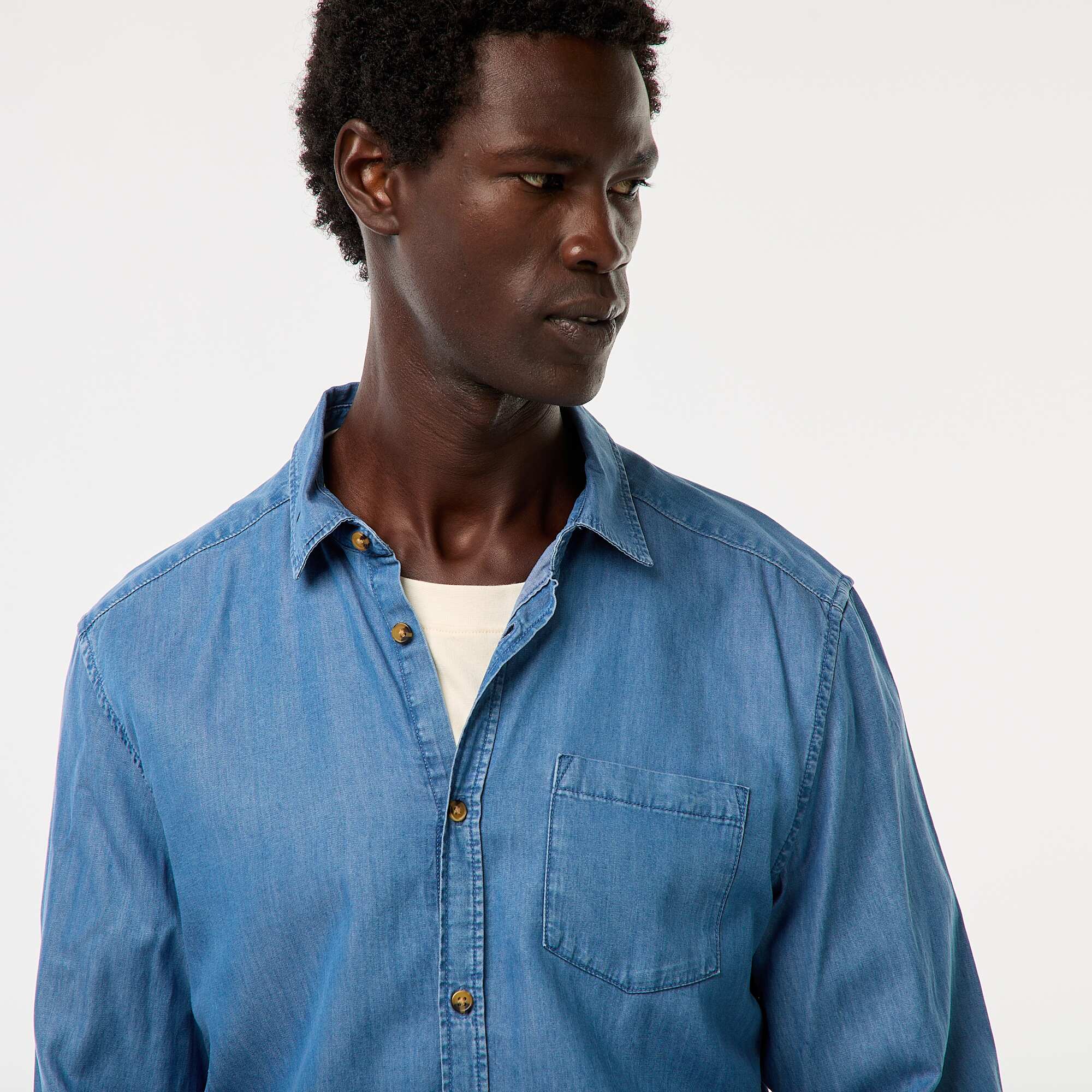 Solid Denim Shirt BLUE - Image 5