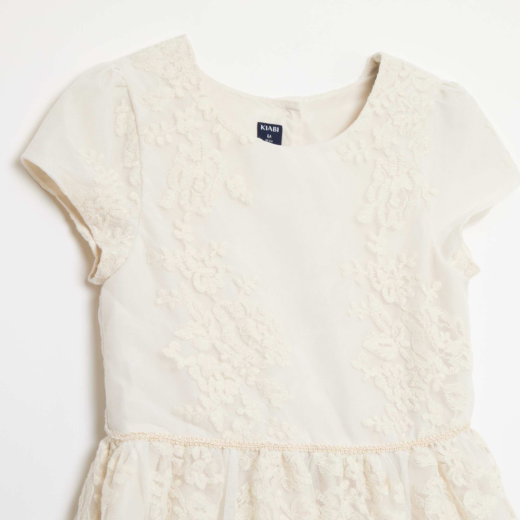 Solid English Embroidery Tulle Dress WHITE - Image 3