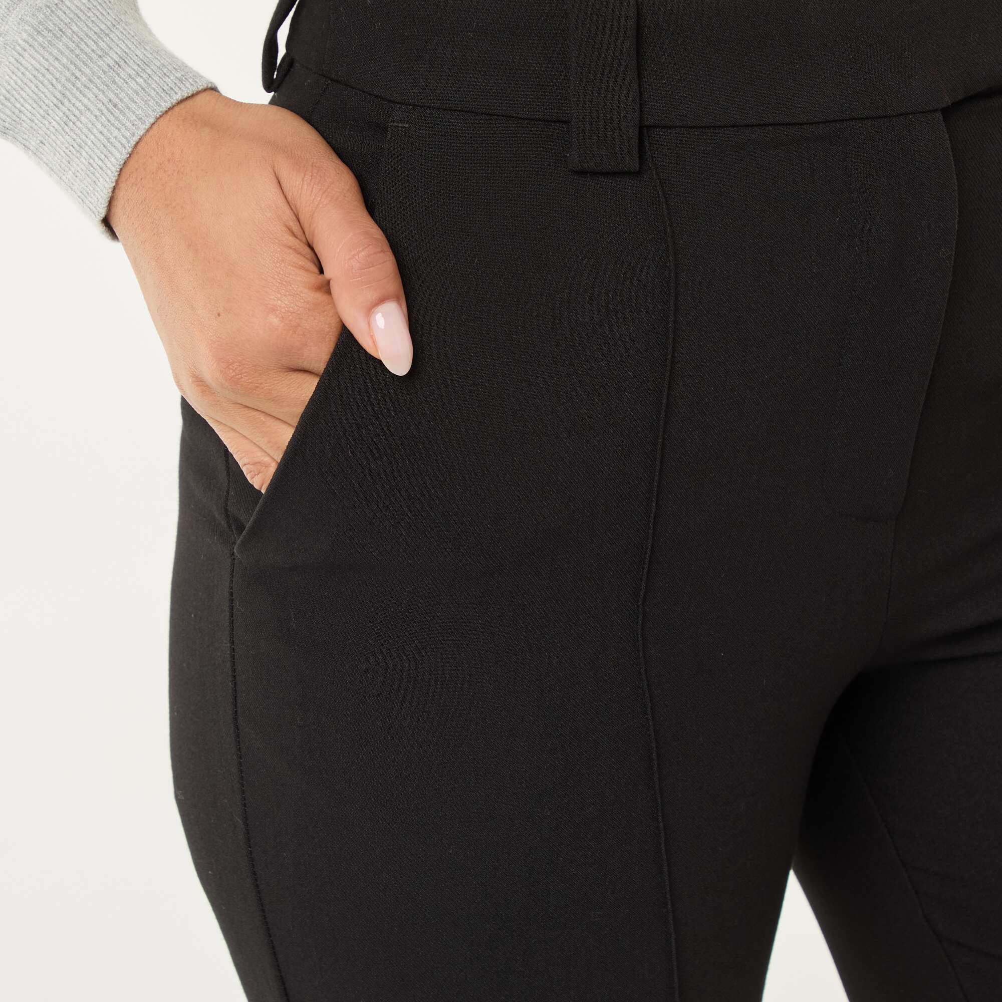Solid flared trousers BLACK - Image 5