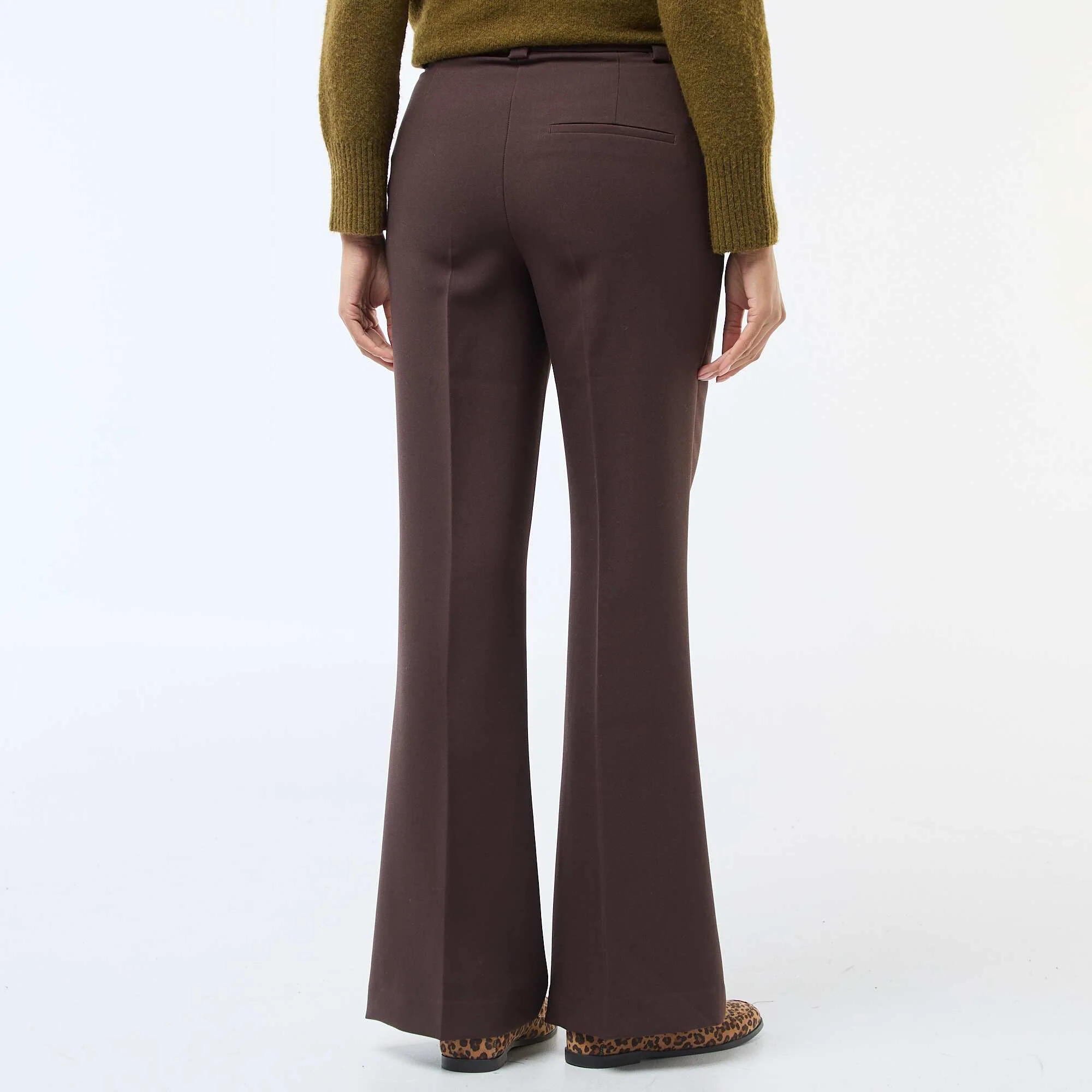 Solid flared trousers BROWN - Image 3