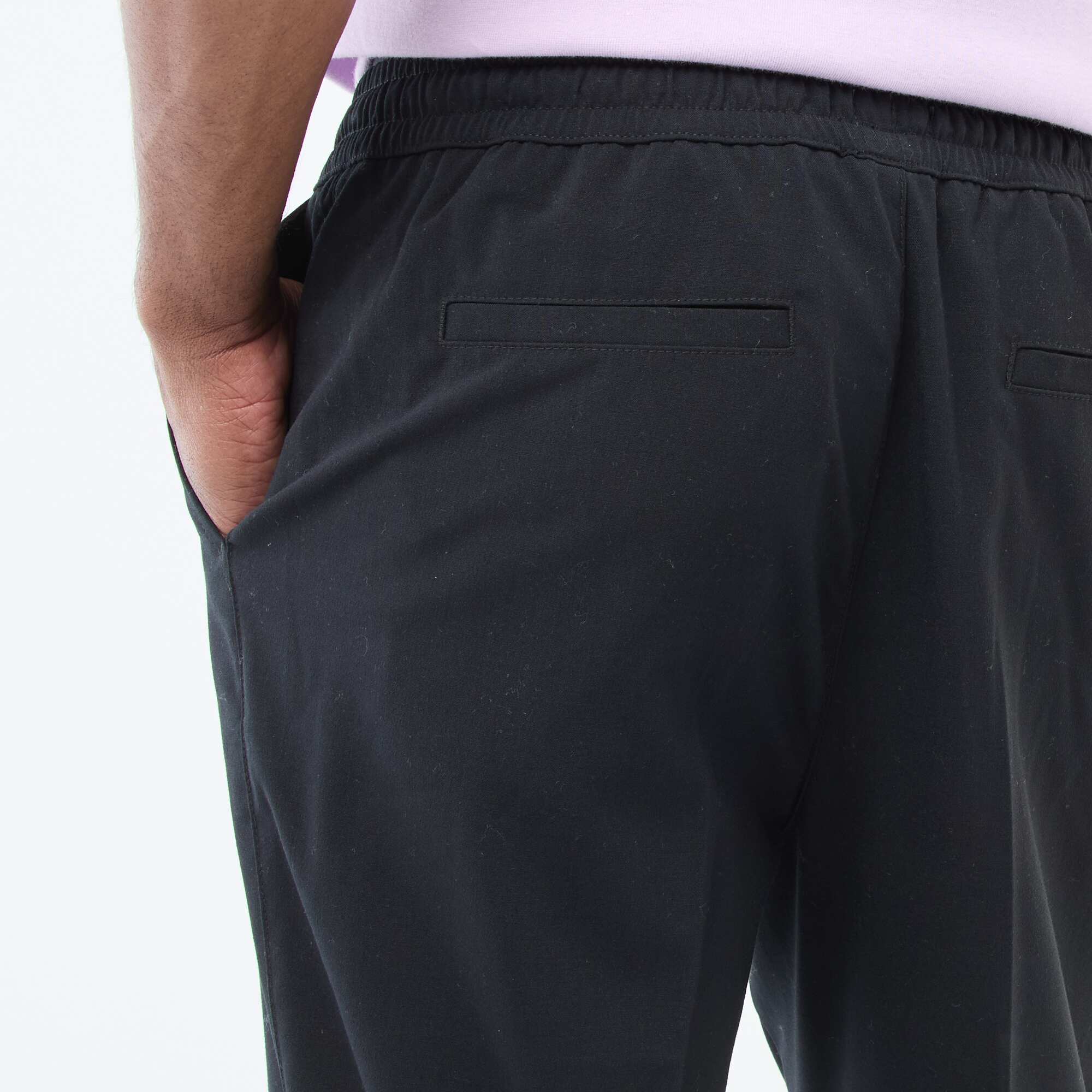 Solid Jogger-Style Pants BLACK - Image 5