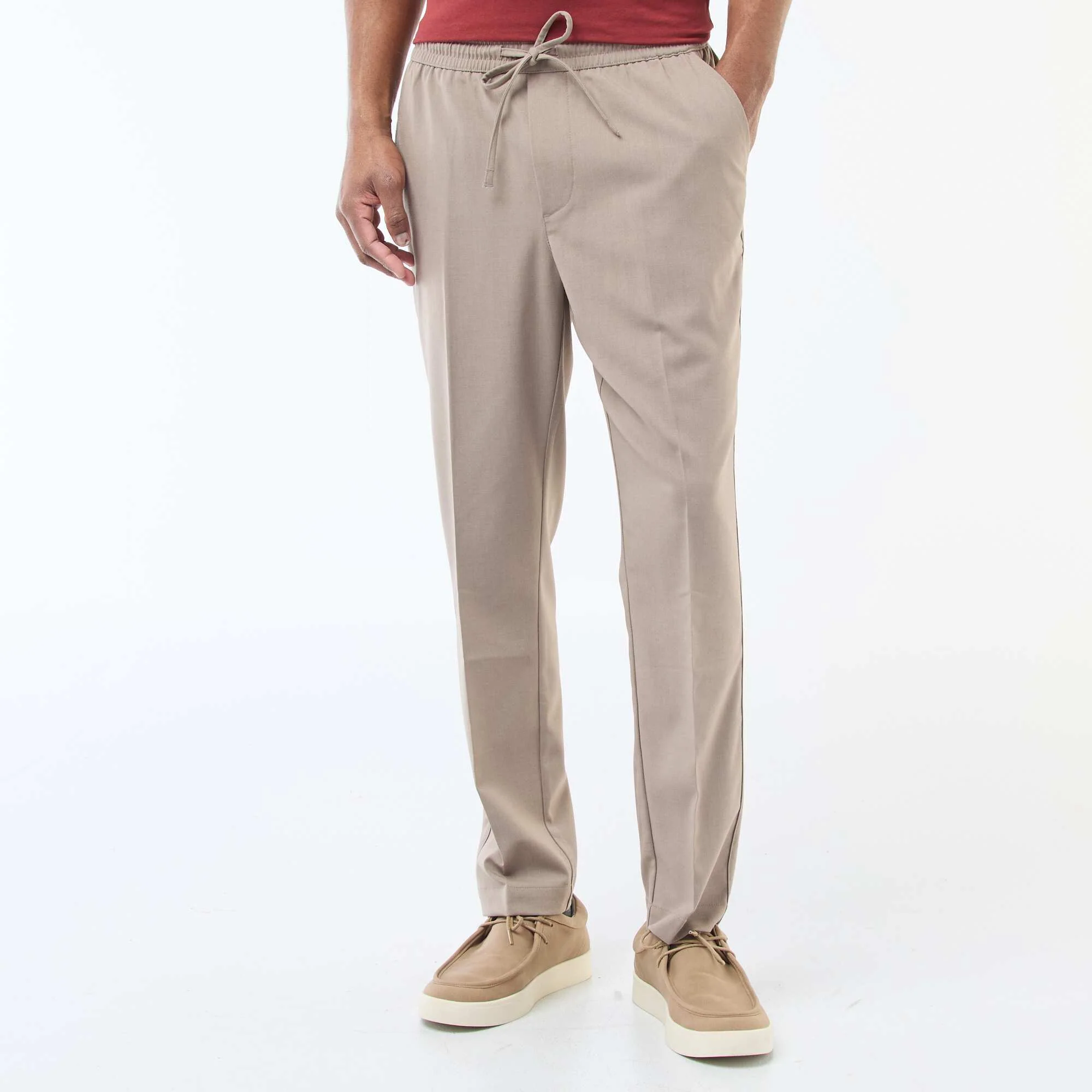 Solid Jogger-Style Trousers BEIGE - Image 2