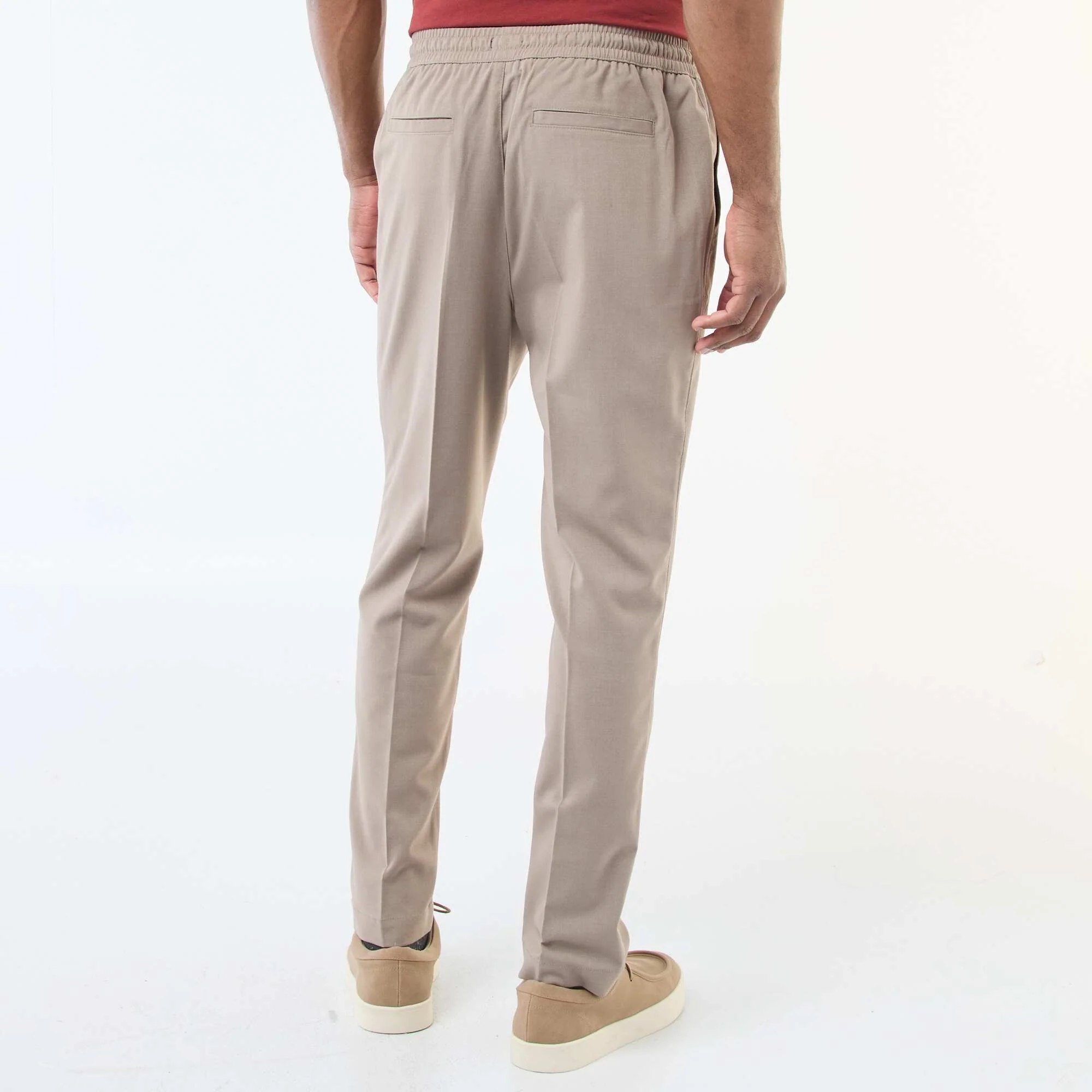 Solid Jogger-Style Trousers BEIGE - Image 3