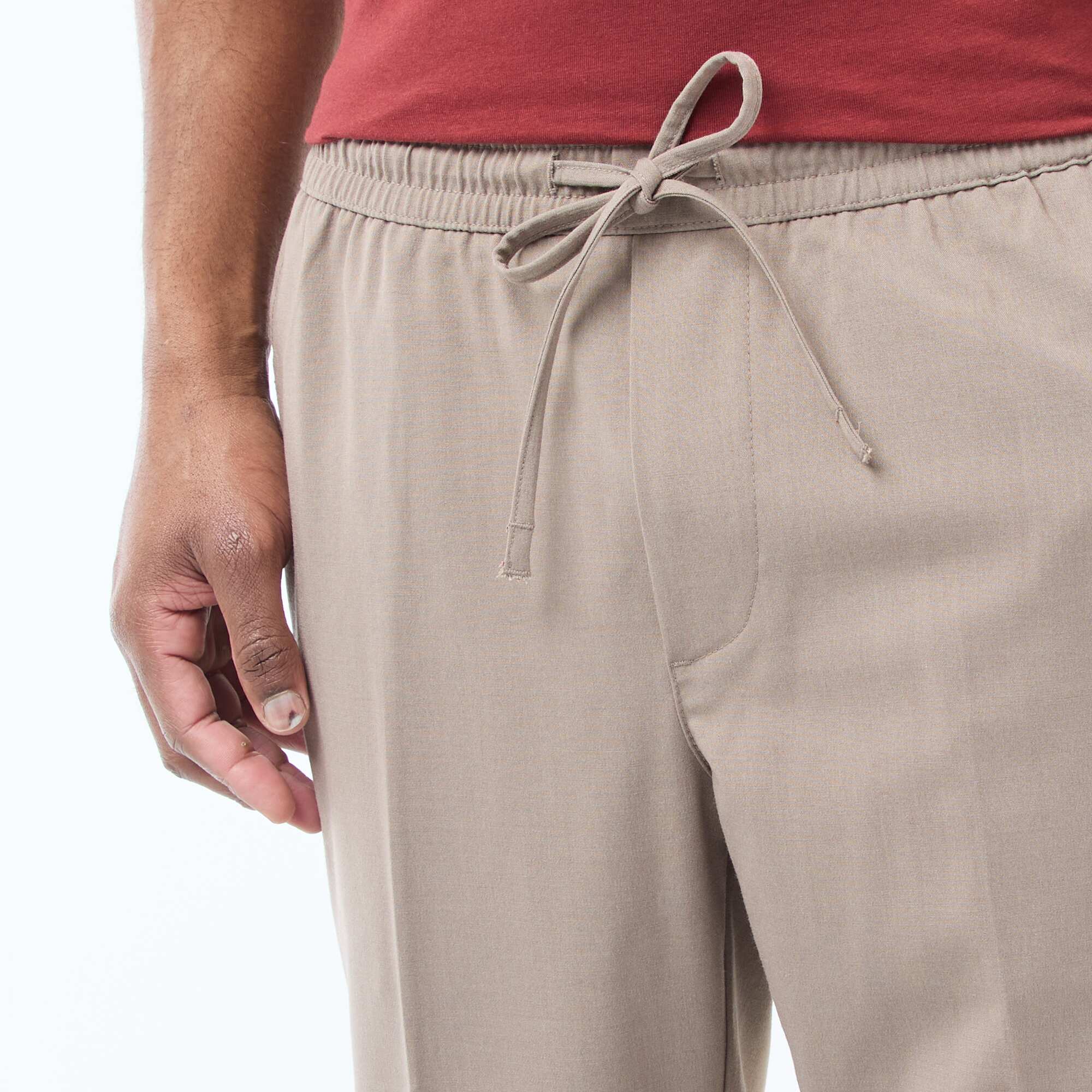 Solid Jogger-Style Trousers BEIGE - Image 4