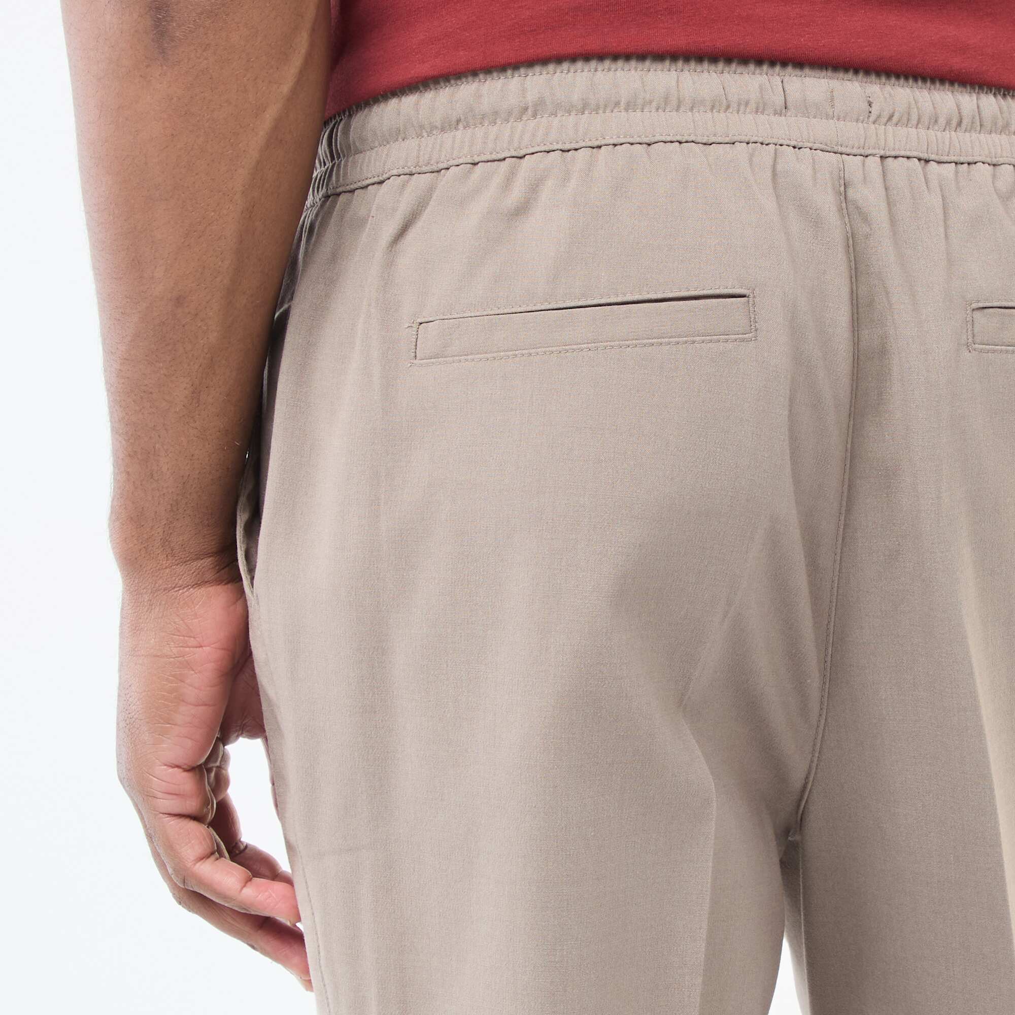 Solid Jogger-Style Trousers BEIGE - Image 5