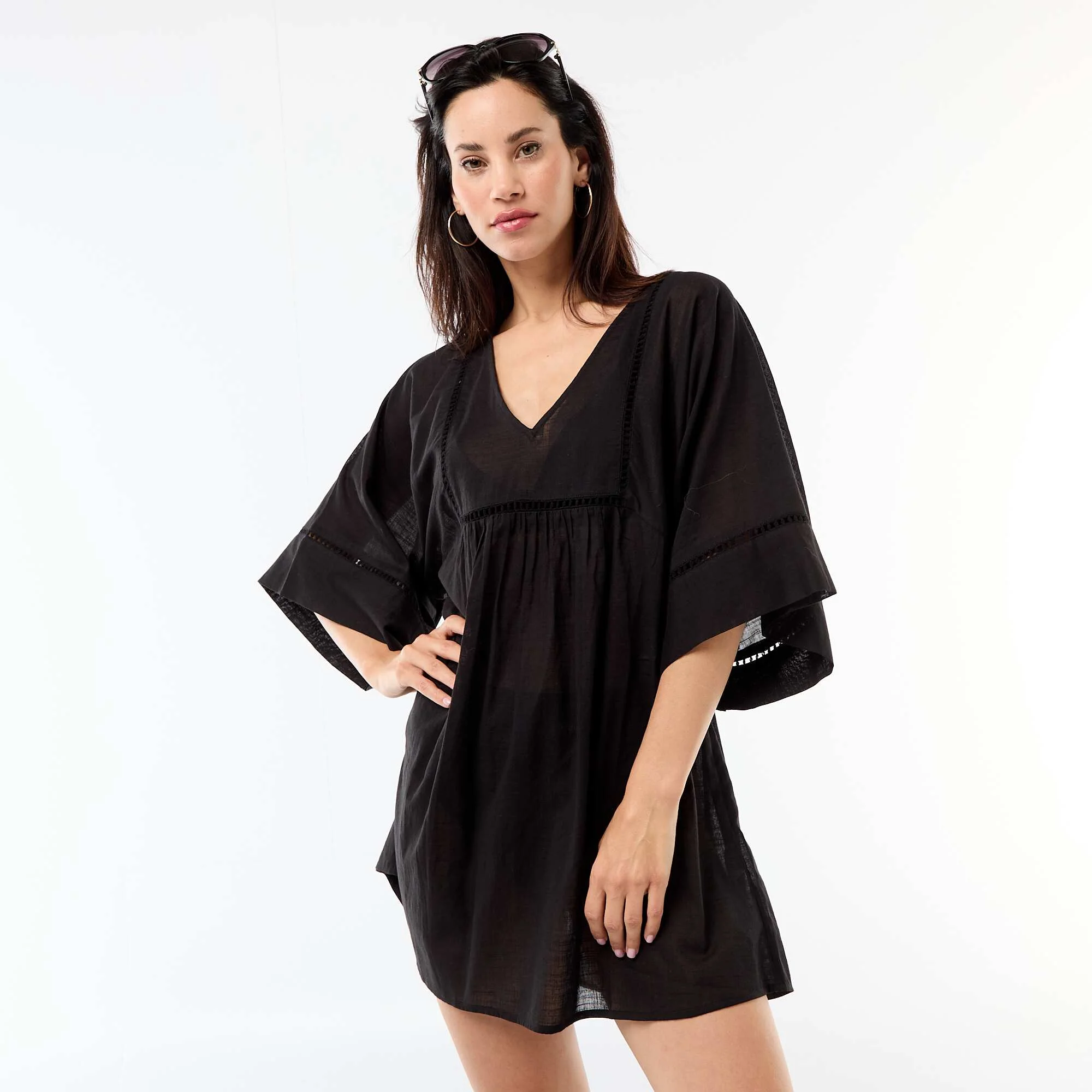 Solid Mid-Length Beach Dress BLACK - Image 3