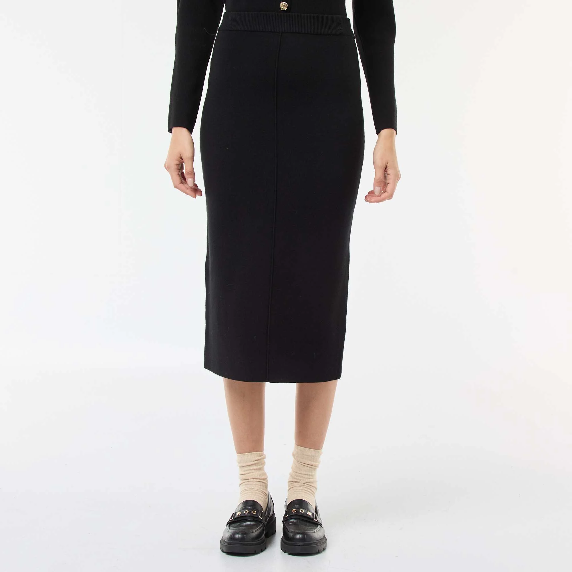 Solid ottoman knit skirt BLACK - Image 2