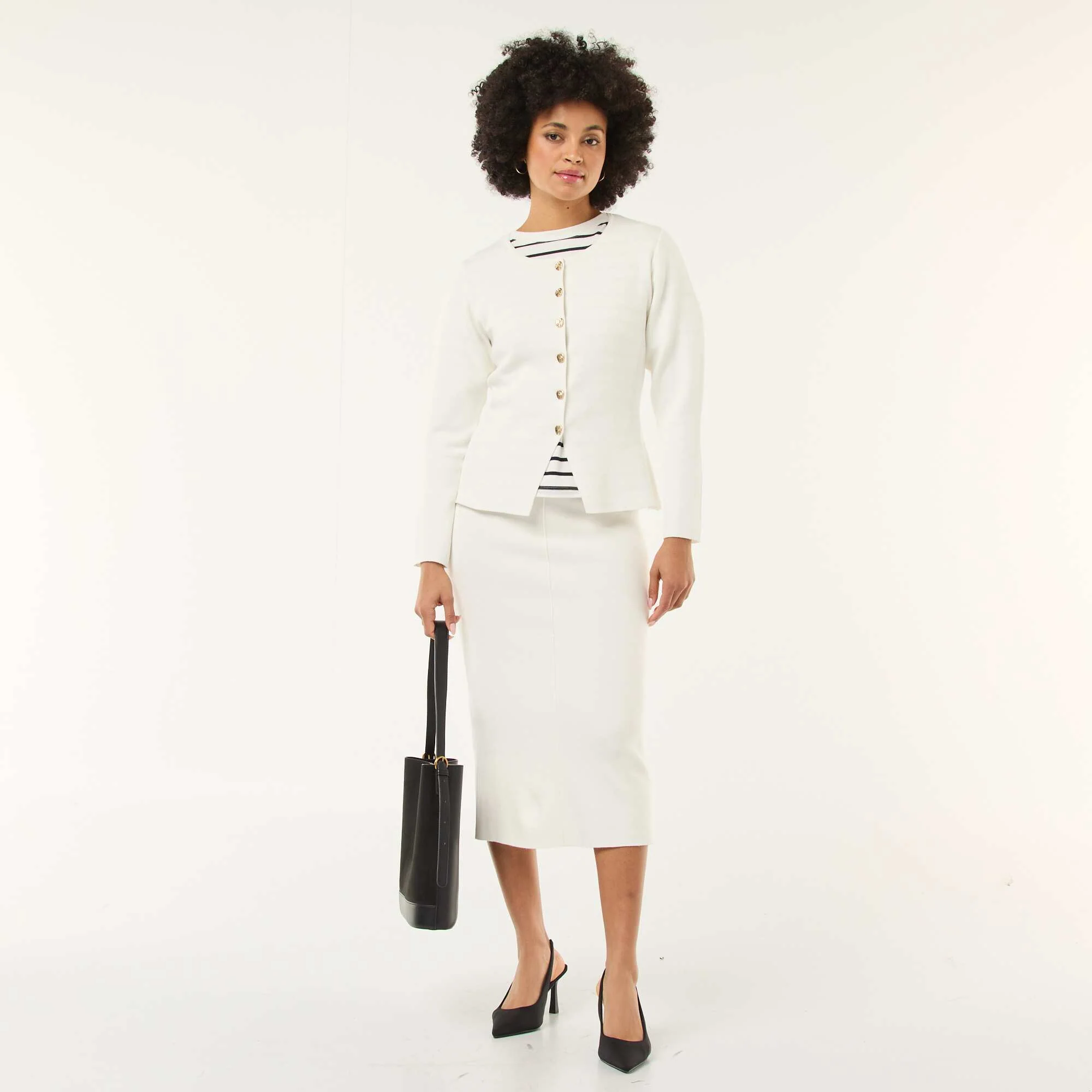 Solid Ottoman Knit Skirt WHITE