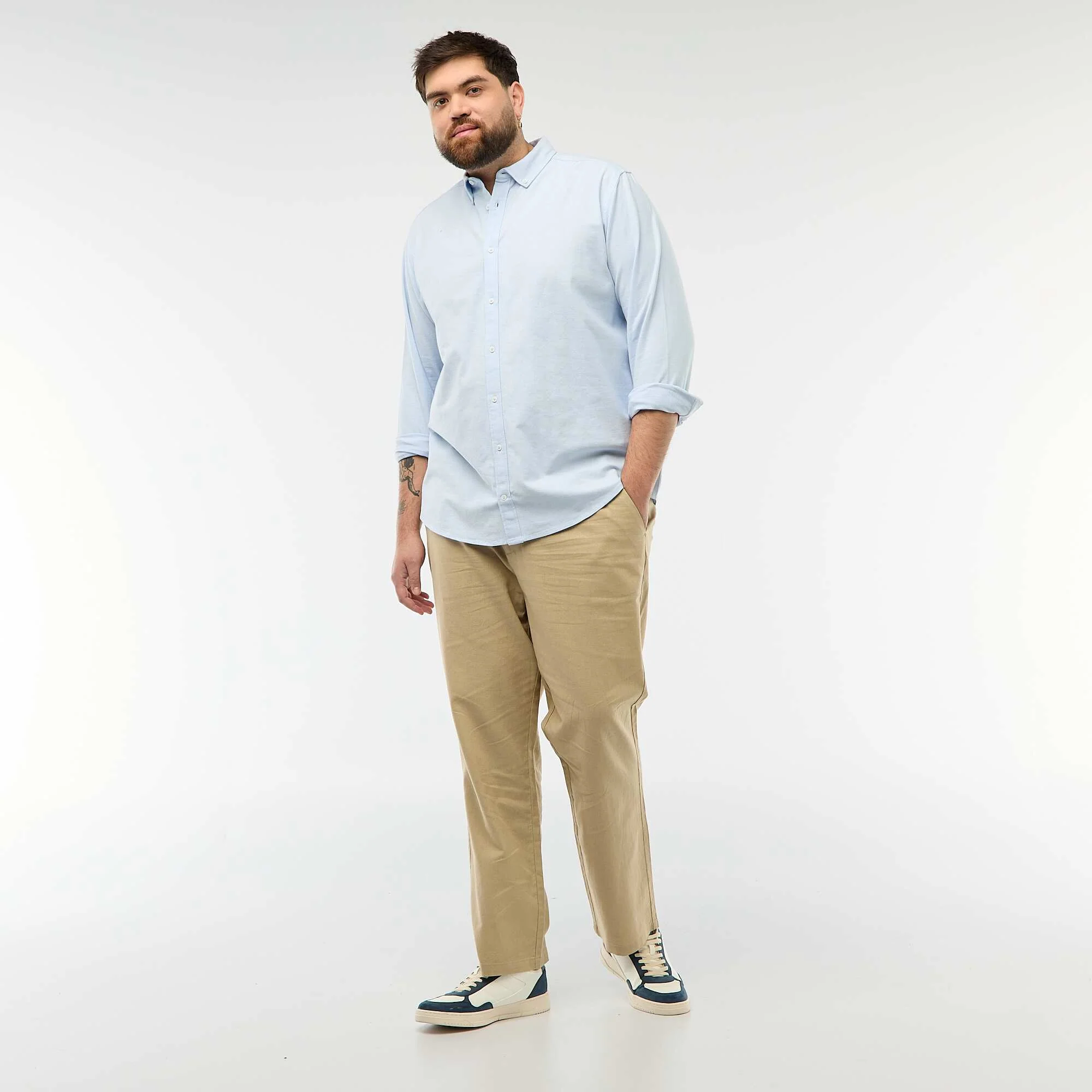 Solid Oxford Straight Fit Shirt BLUE - Image 2