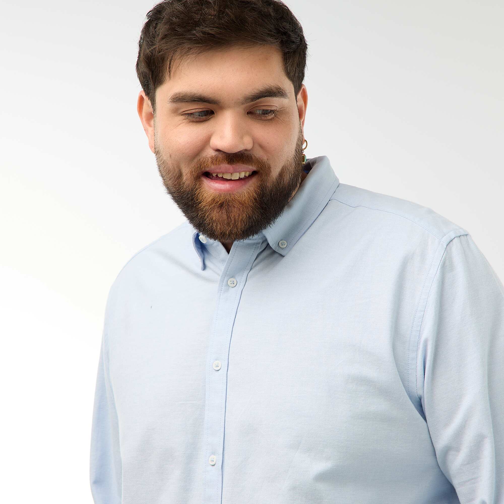 Solid Oxford Straight Fit Shirt BLUE - Image 5