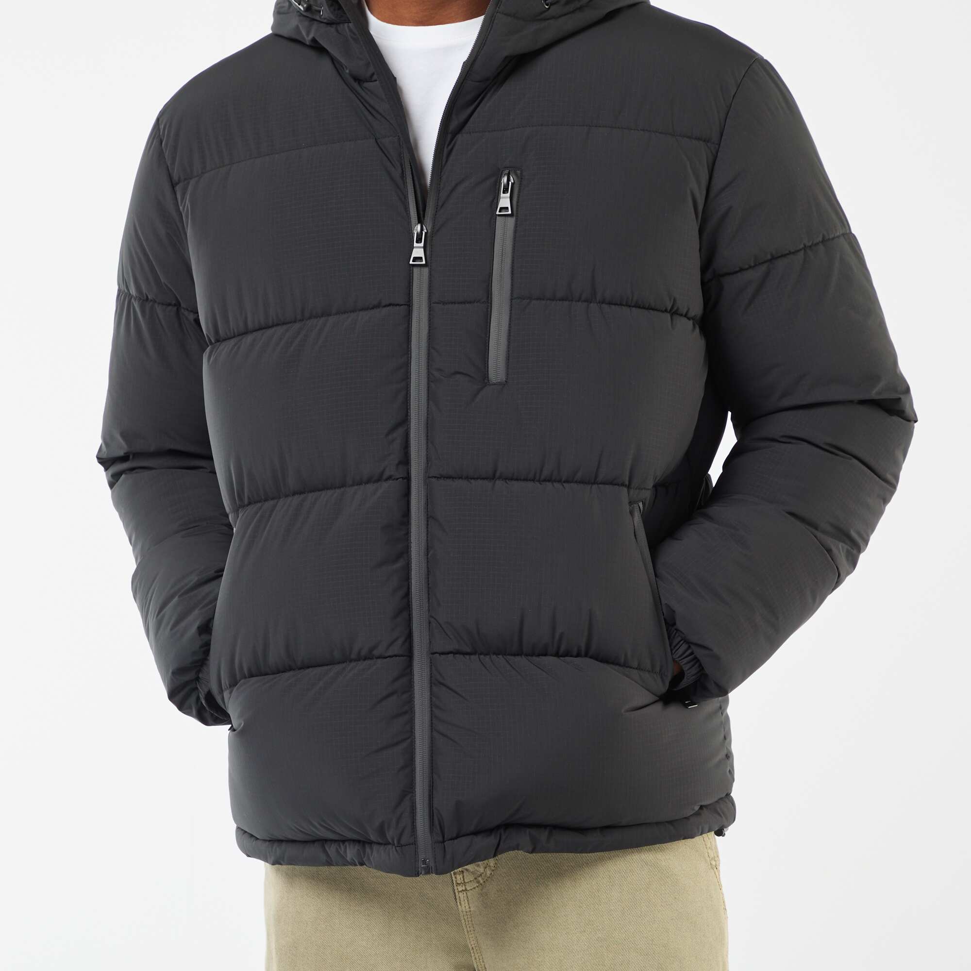 Solid Padded Puffer Jacket BLACK - Image 6