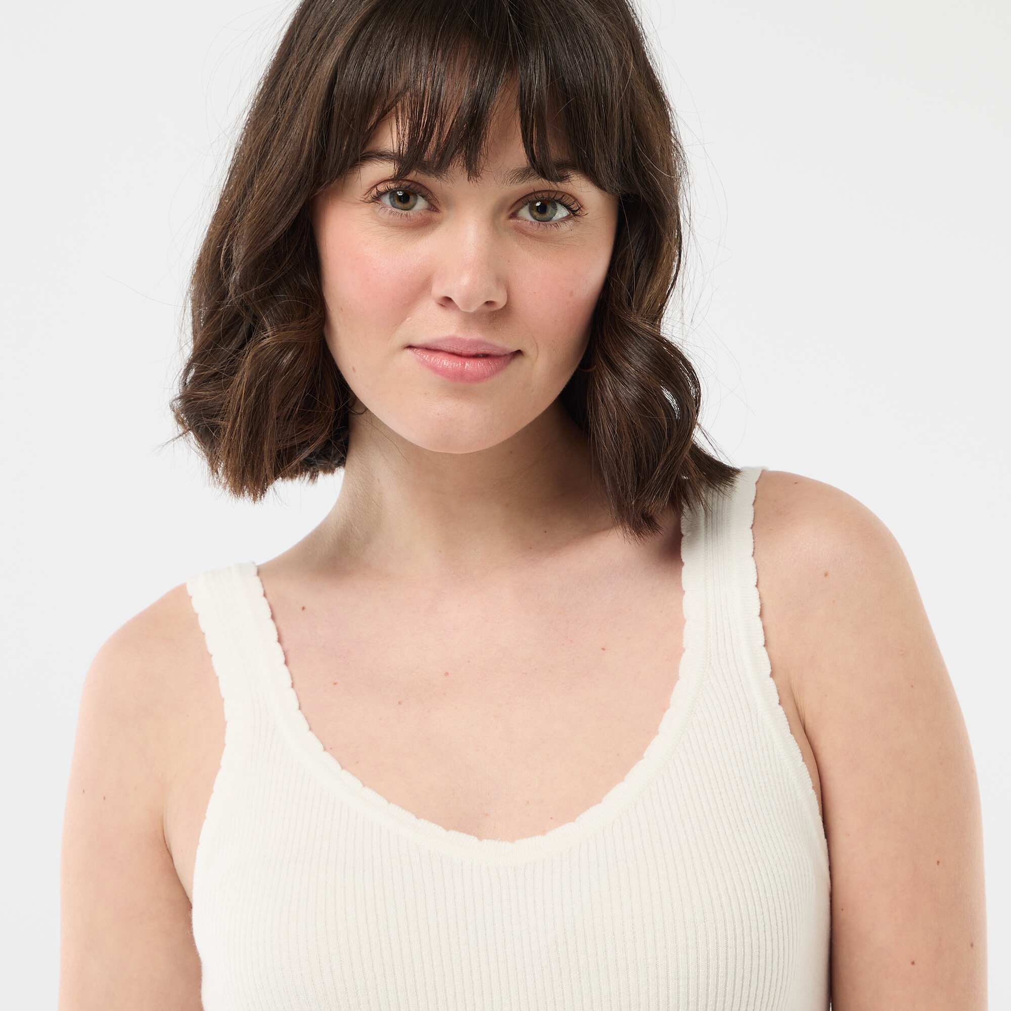 Solid Ribbed Tank Top WHITE - Image 5