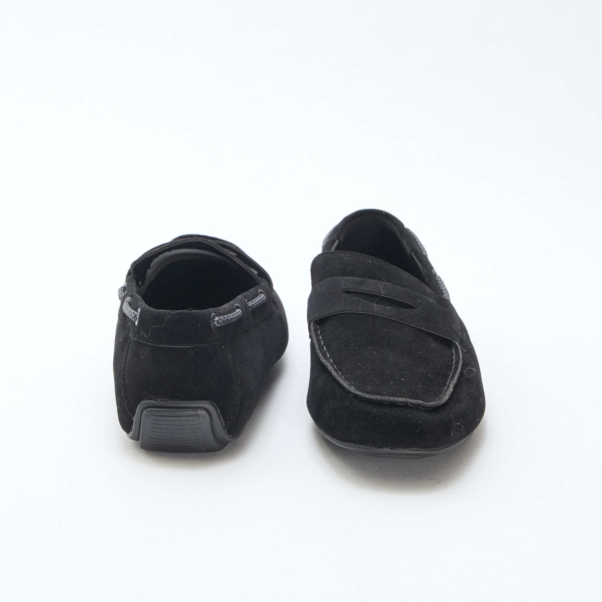 Solid Suede-Effect Boat Moccasins BLACK - Image 3