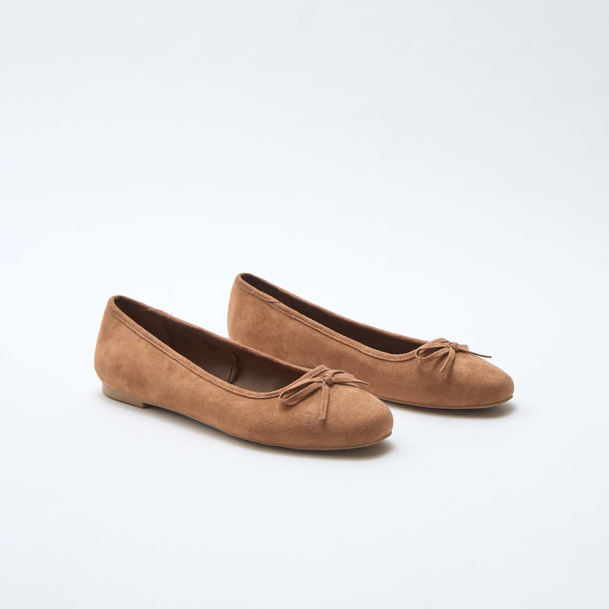 Solid Suedette Ballerina Flats BROWN