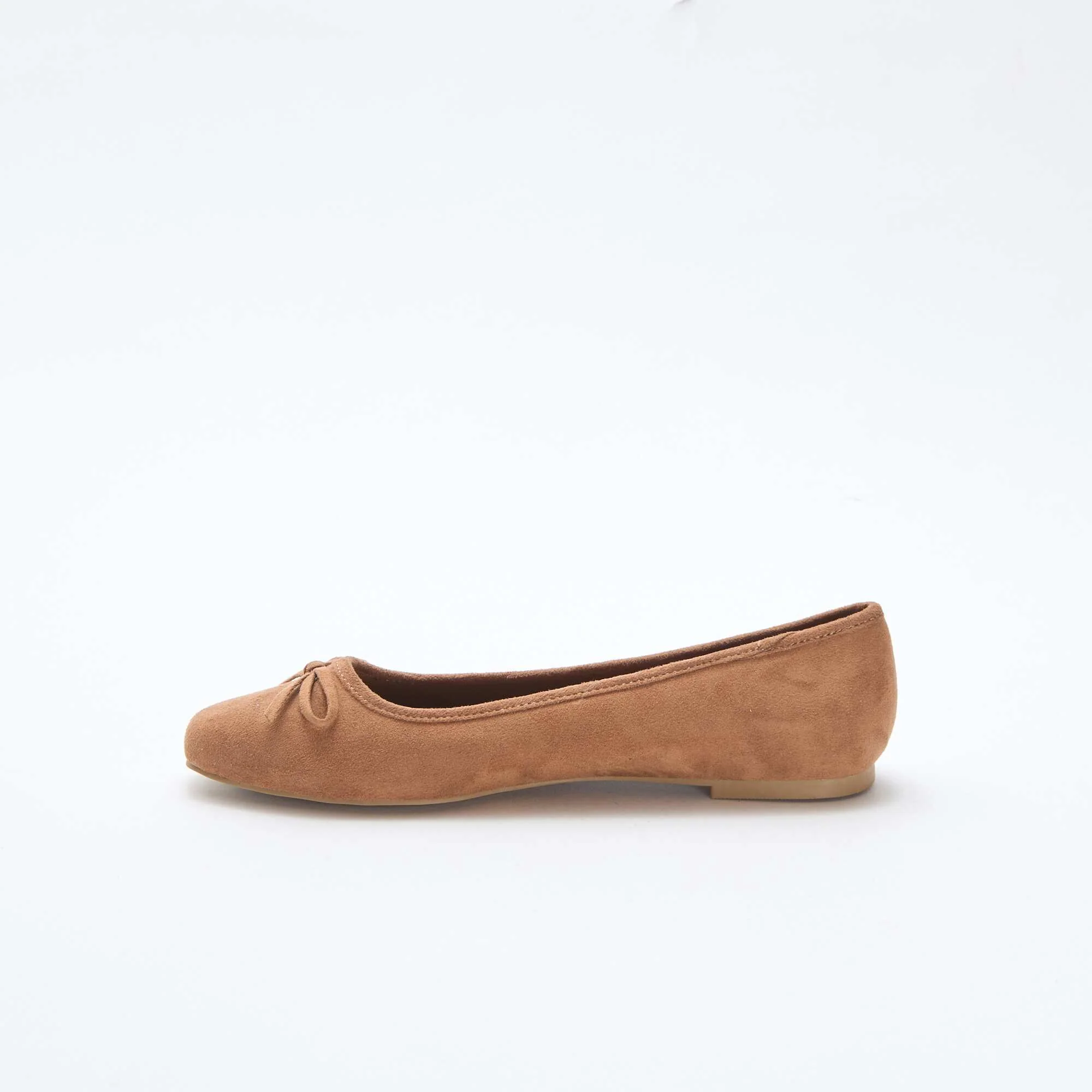 Solid Suedette Ballerina Flats BROWN - Image 4