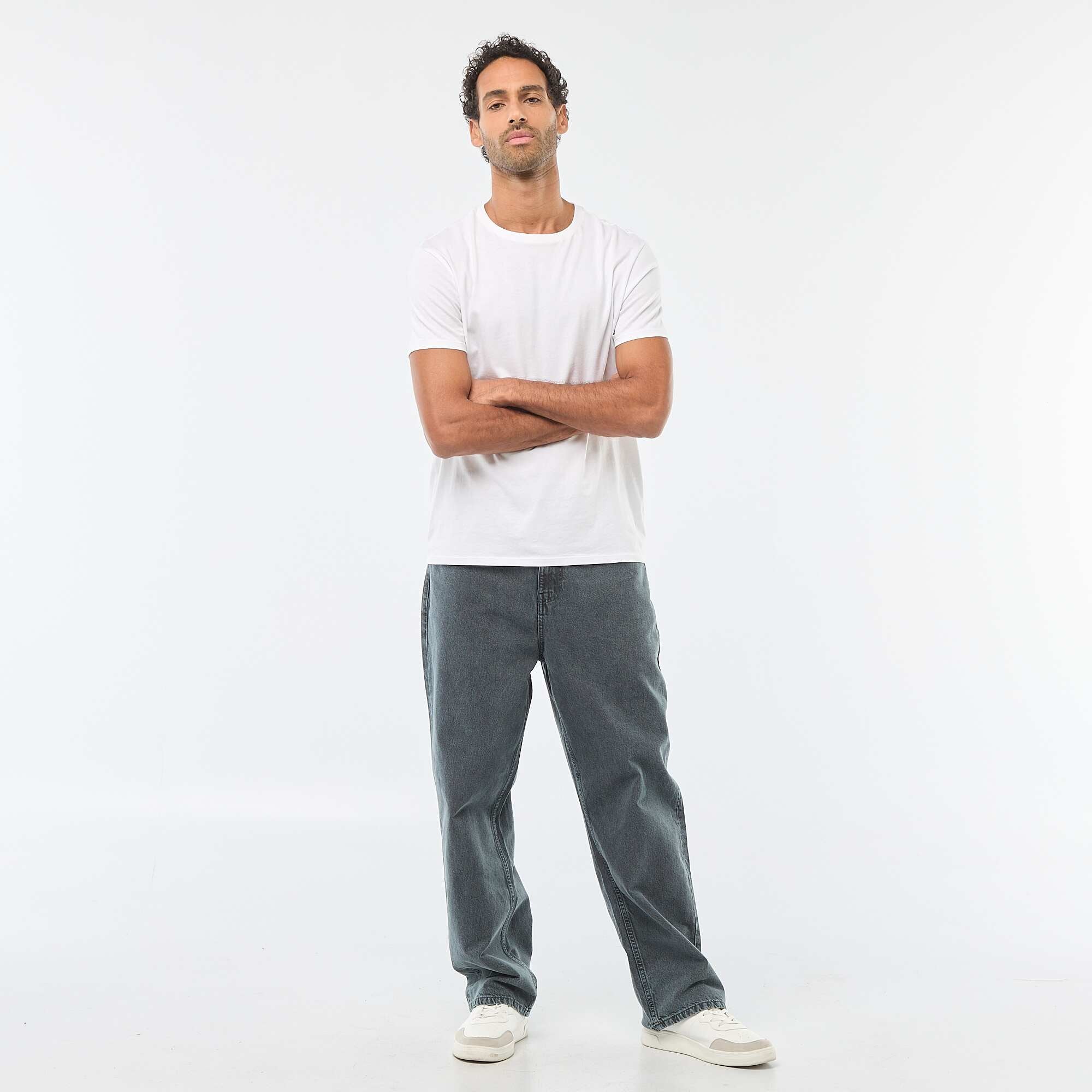 Solid Twill Baggy Pants BLUE