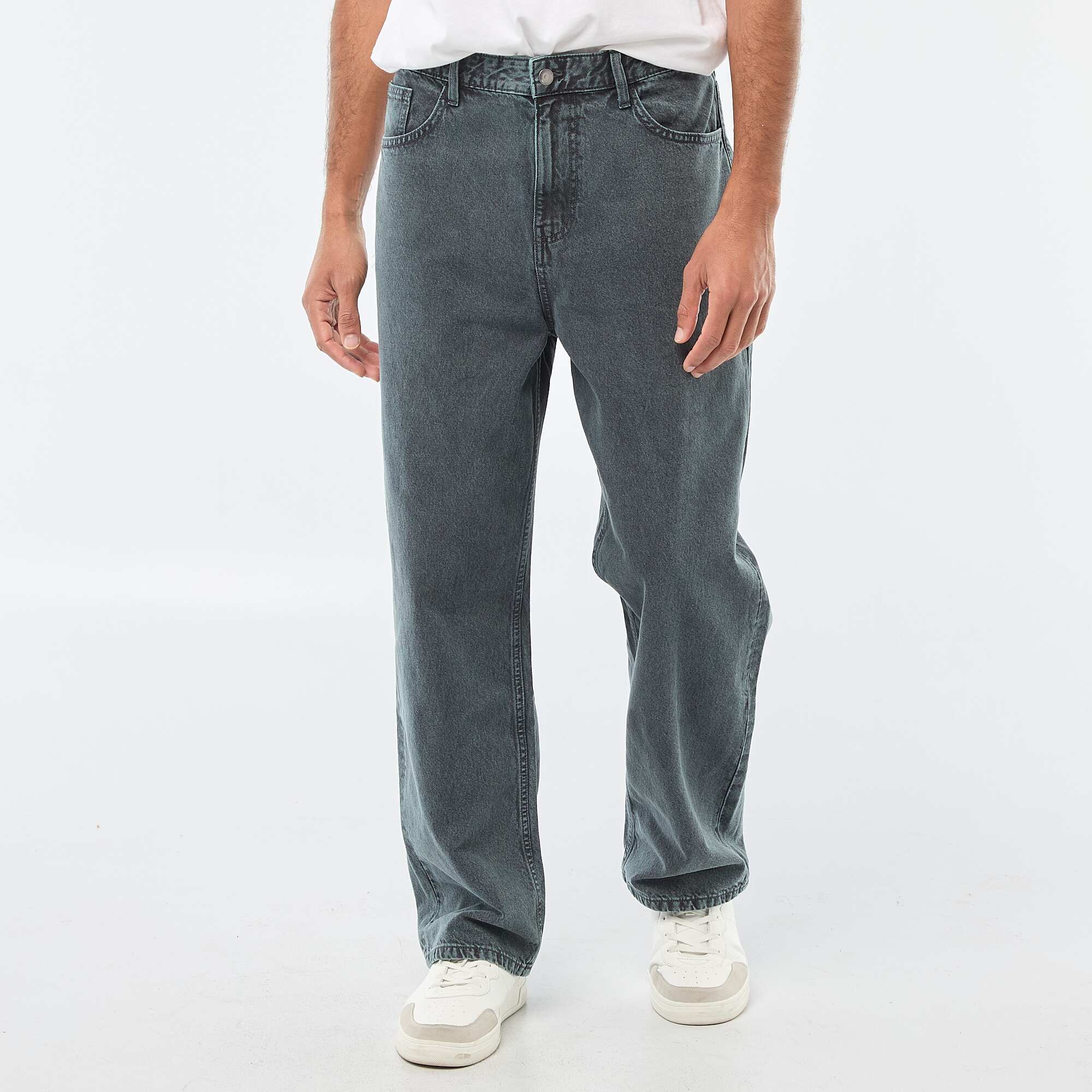 Solid Twill Baggy Pants BLUE - Image 4