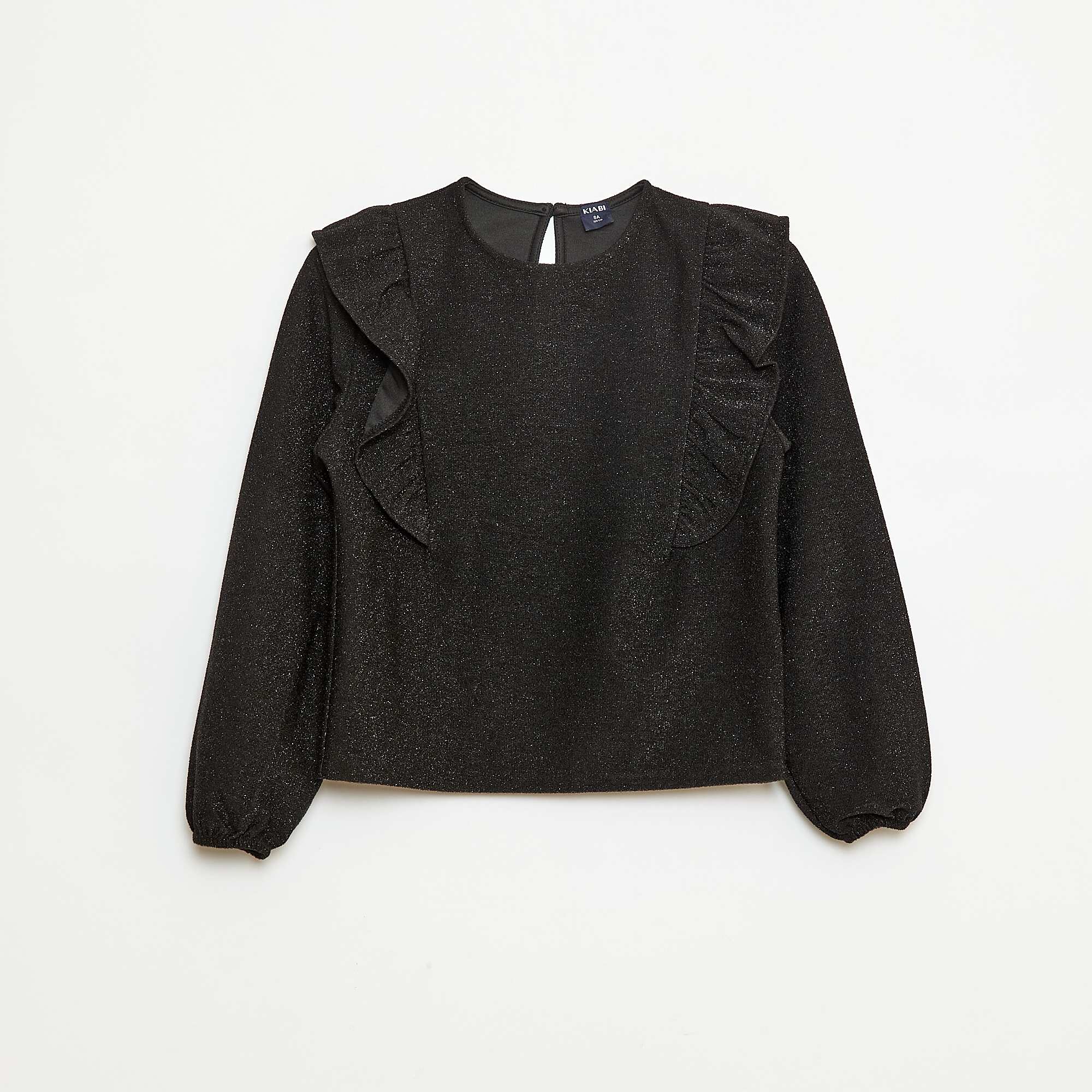 Sparkly Long-Sleeve T-Shirt BLACK