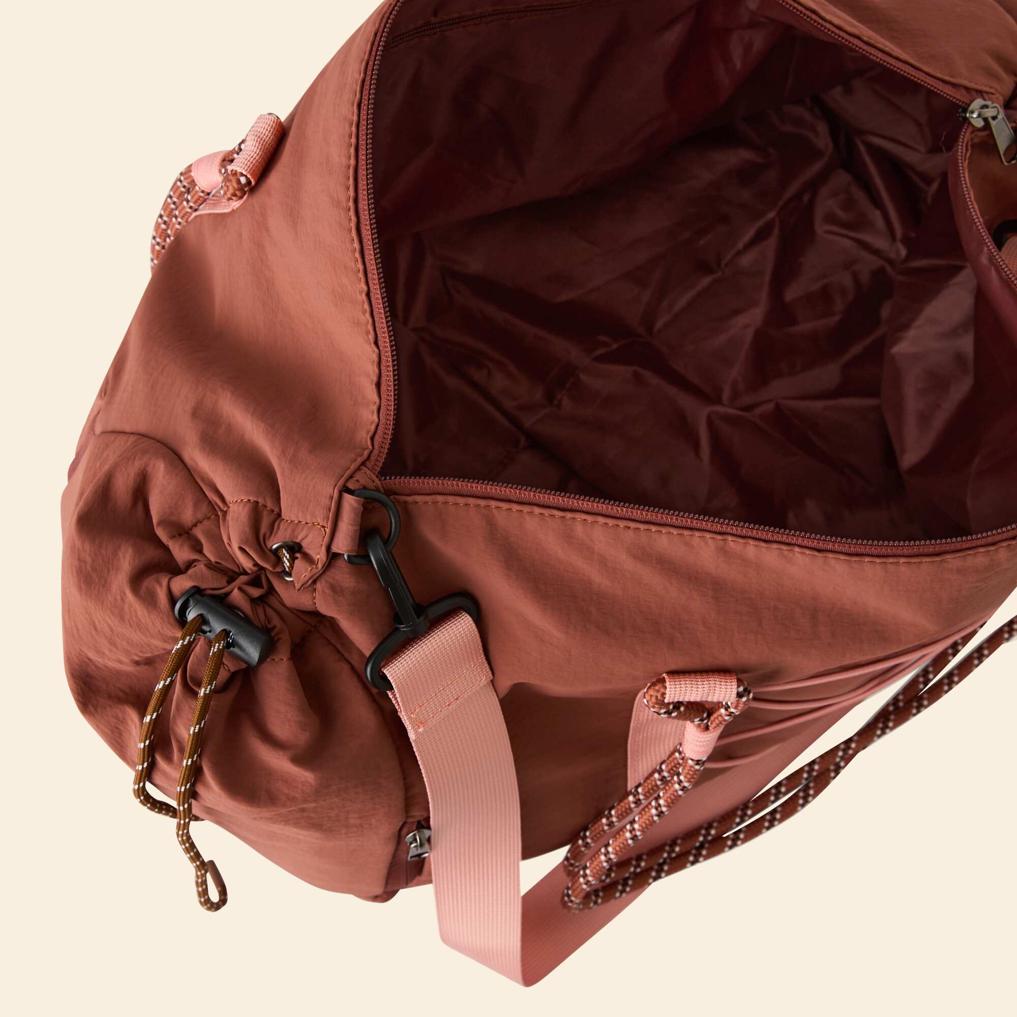 Sports bag with outer pockets and shoe compartment BROWN - Image 4
