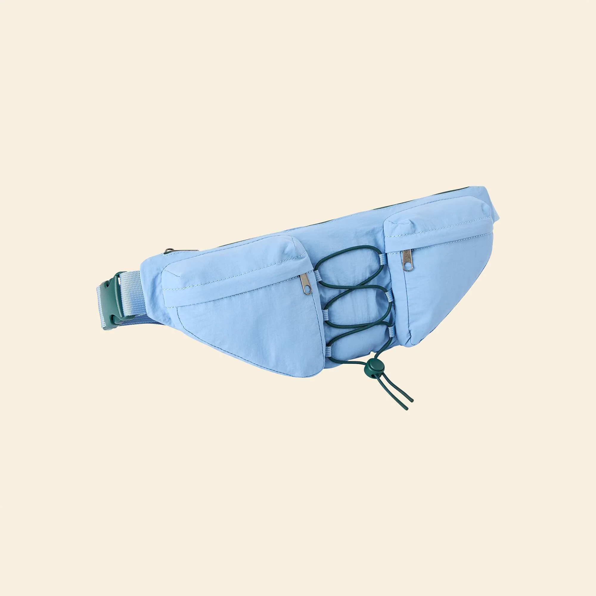 Sports Waist Bag with Exterior and Interior Pockets 15x40 cm BLUE