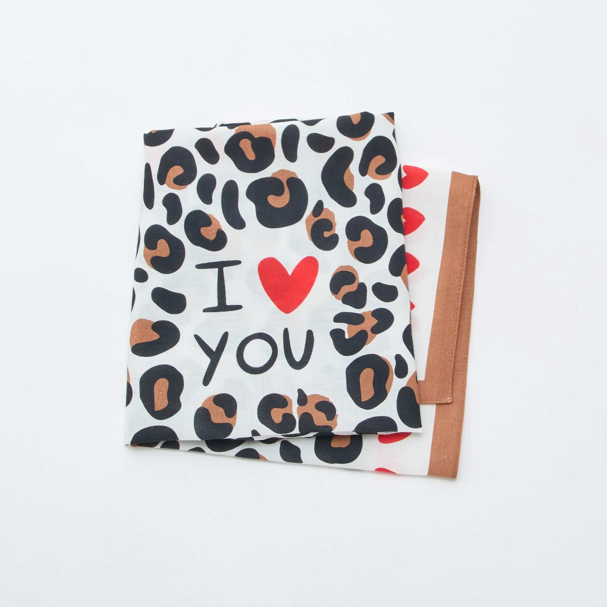 Square Printed Scarf (65x65 cm) - Valentine's Day WHITE - Image 2