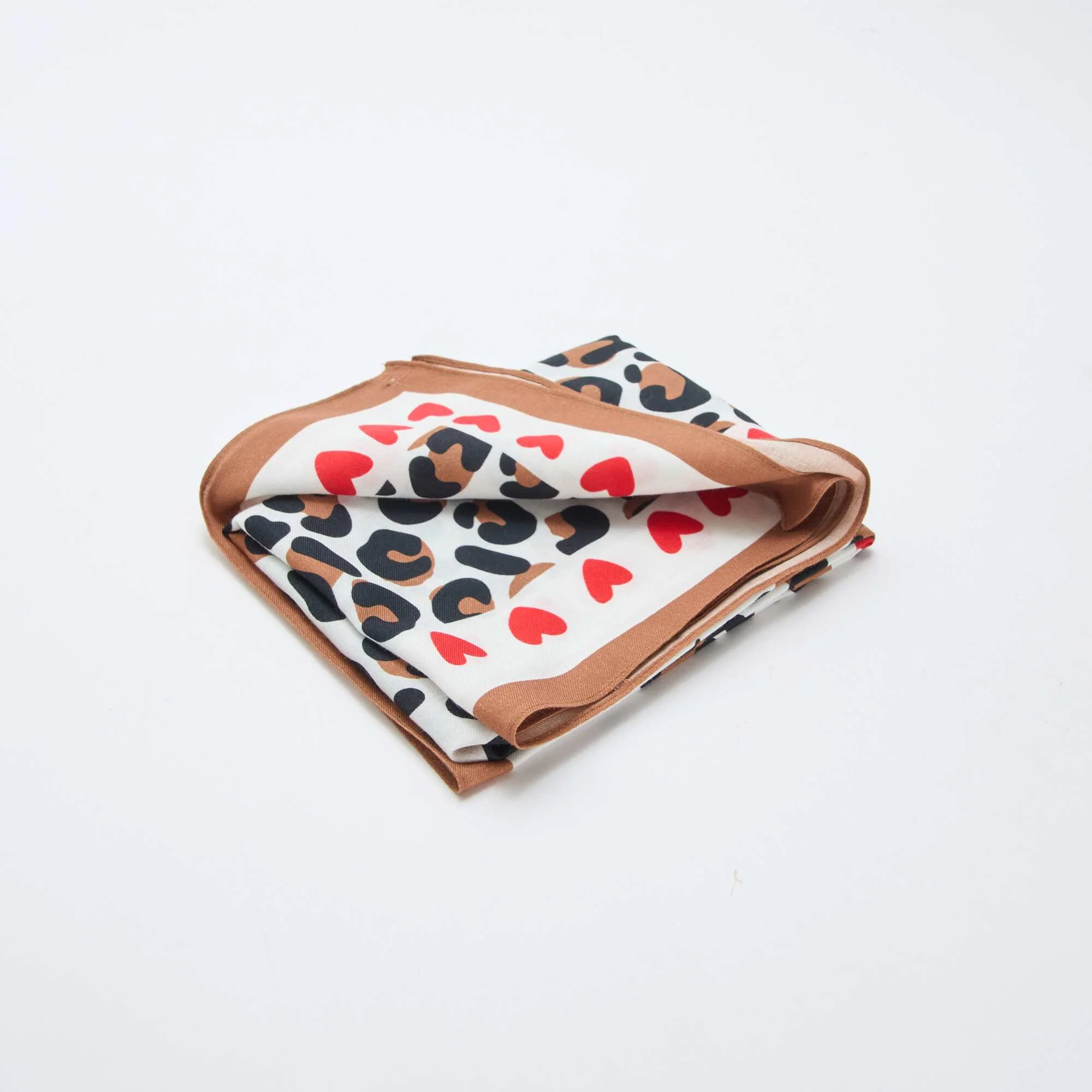 Square Printed Scarf (65x65 cm) - Valentine's Day WHITE - Image 3
