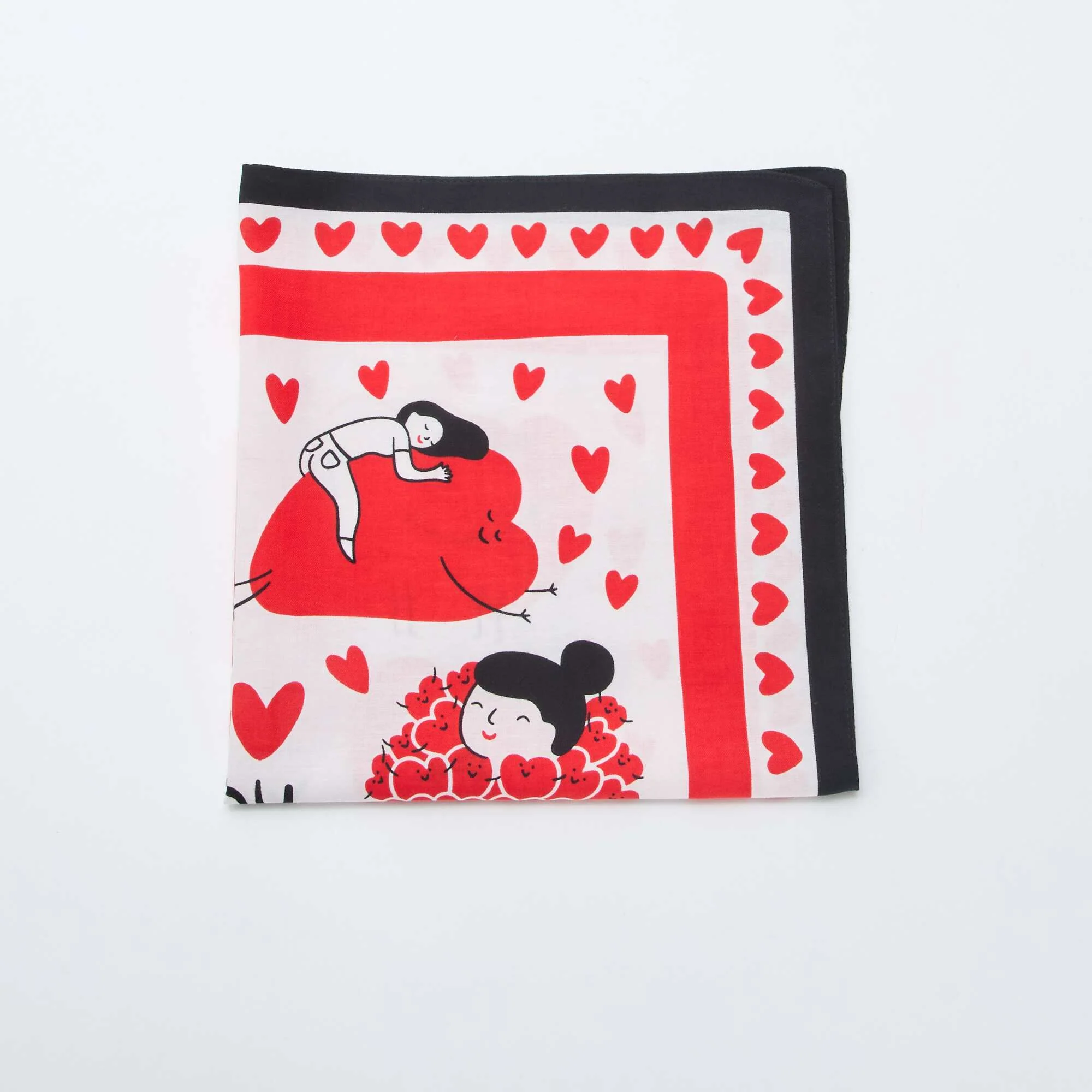 Square Printed Scarf (65x65 cm) - Valentine's Day WHITE - Image 2