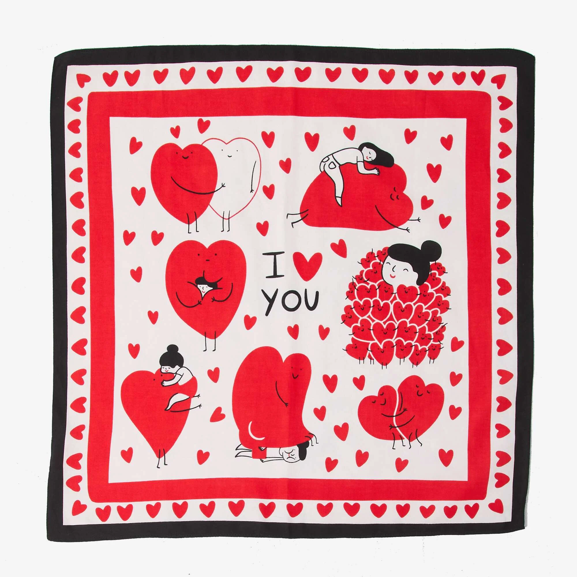 Square Printed Scarf (65x65 cm) - Valentine's Day WHITE - Image 4