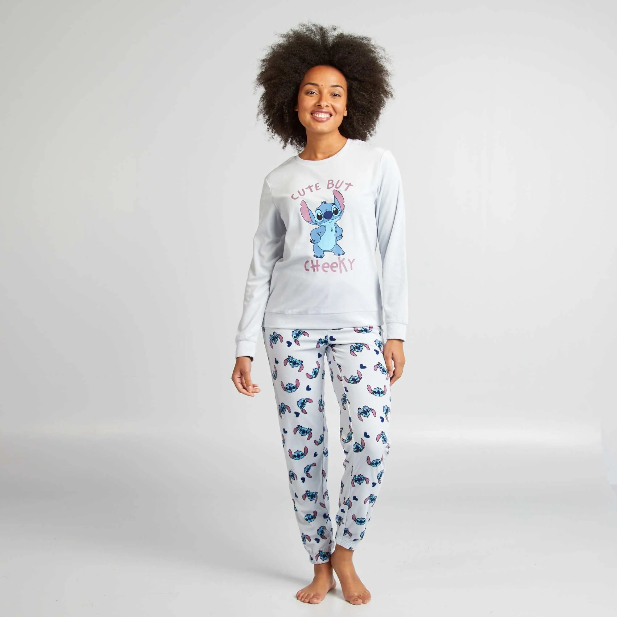 'Stitch' 2-piece fleecy pyjama set BLUE