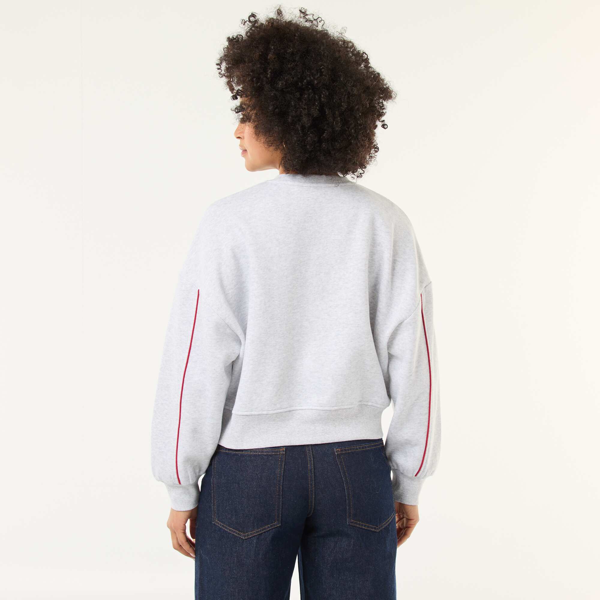 Stitch Fleece Crew Neck Sweatshirt GREY - Image 3