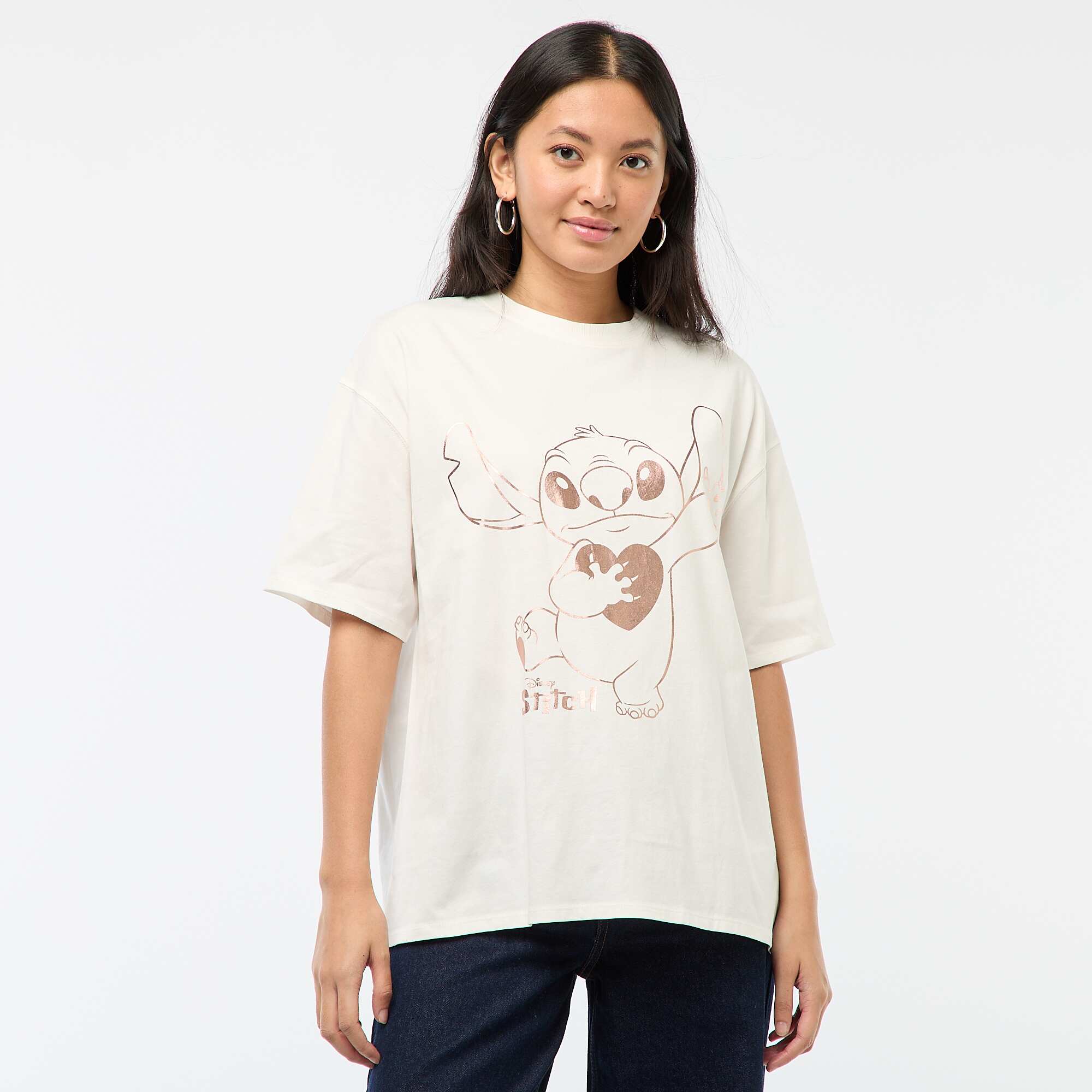 Stitch Print T-shirt GREY - Image 3