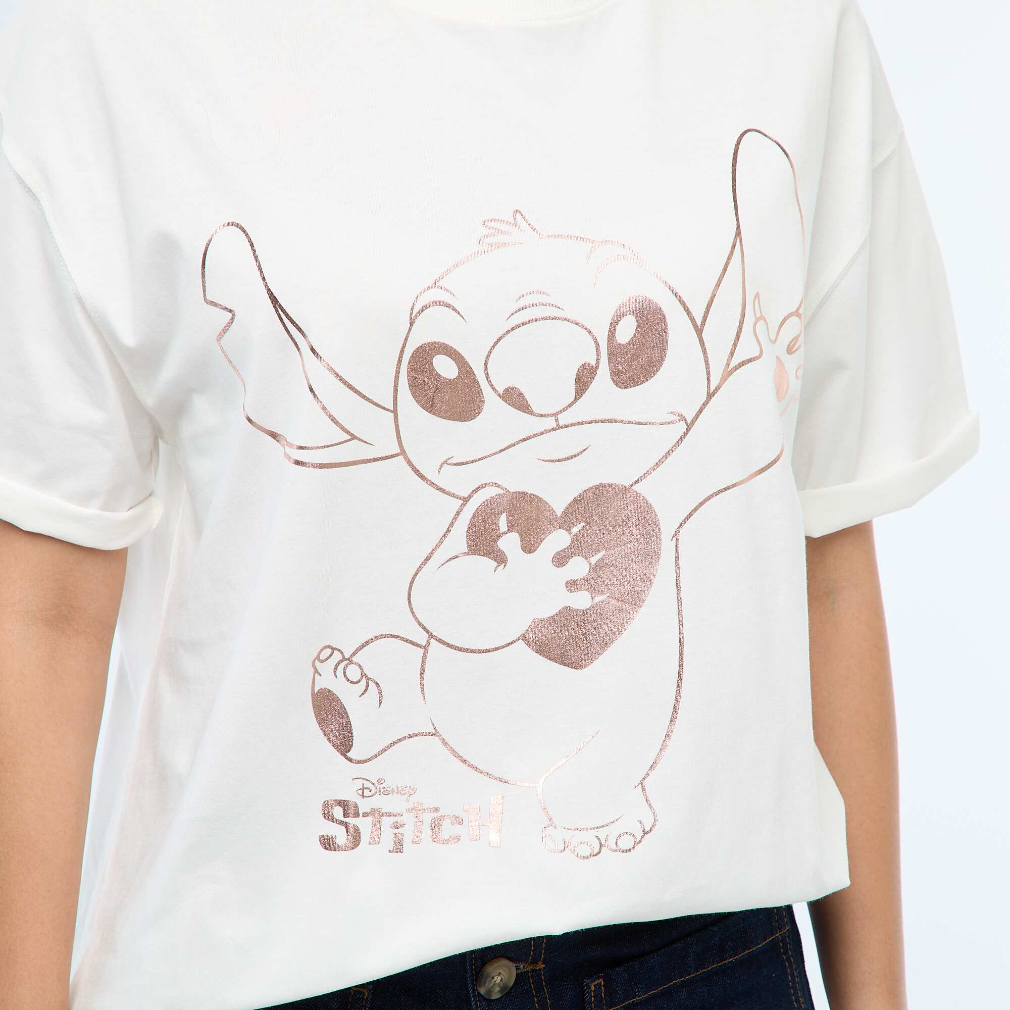 Stitch Print T-shirt GREY - Image 5