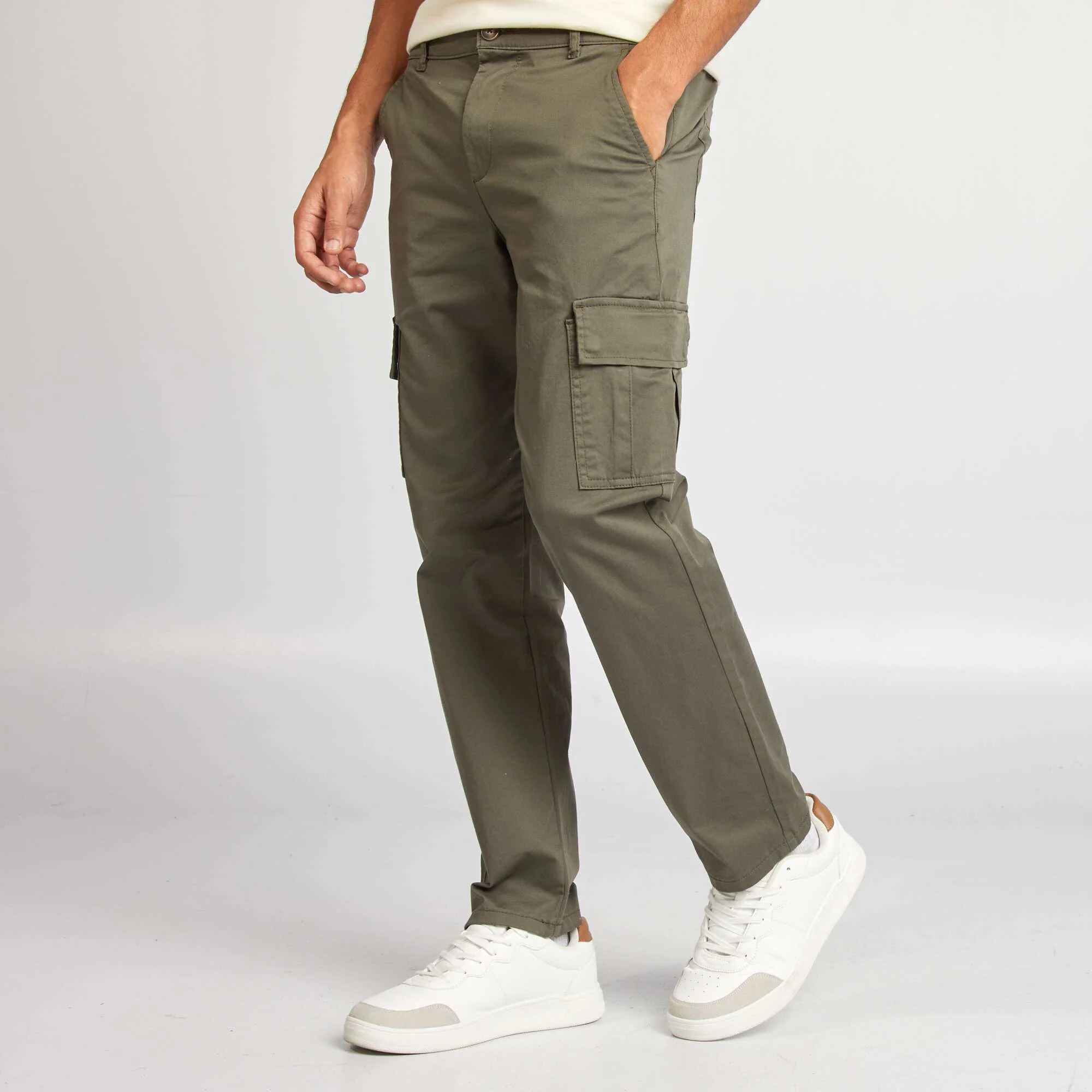 Straight-cut multi-pocket trousers KHAKI - Image 2