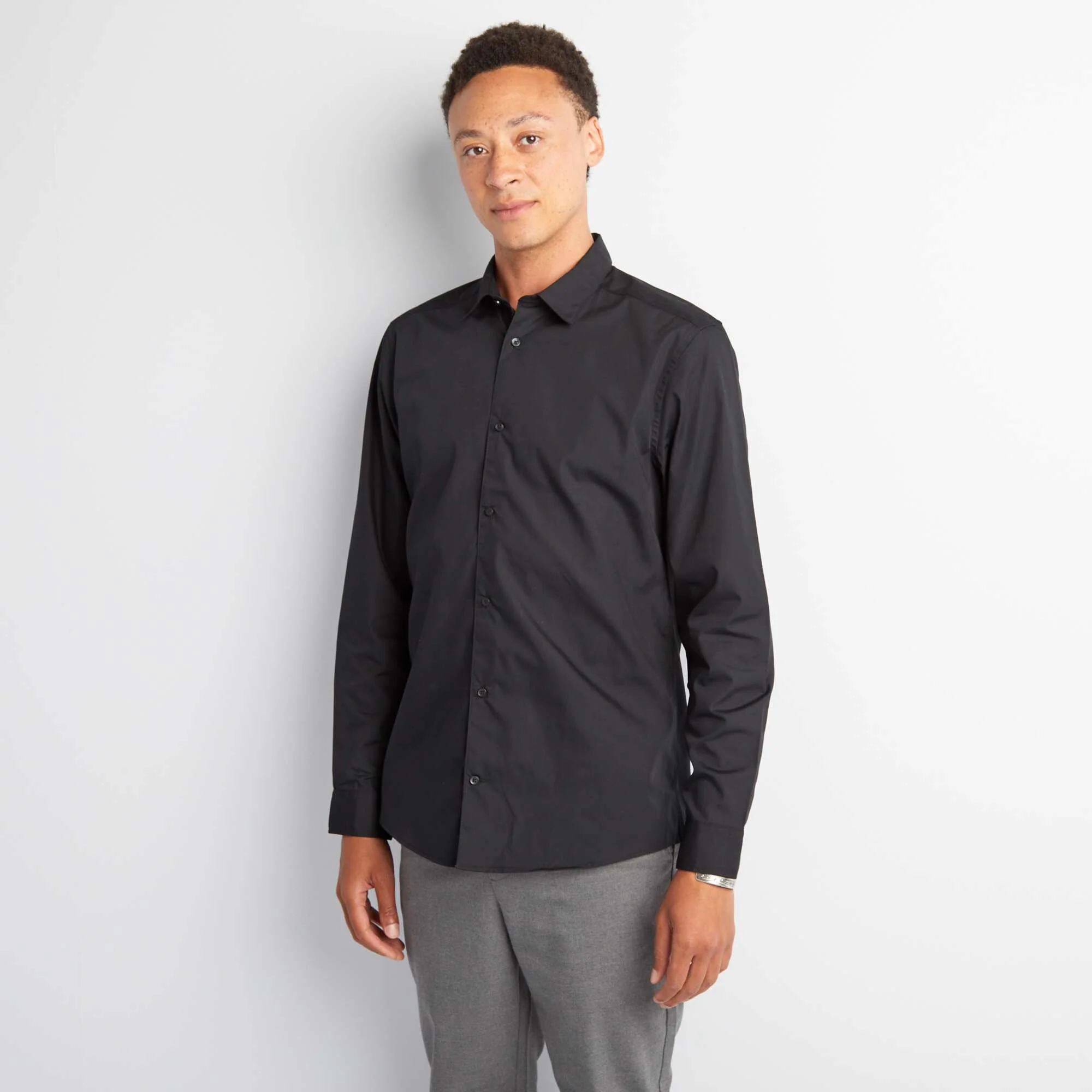 Straight-cut shirt Black - Image 3