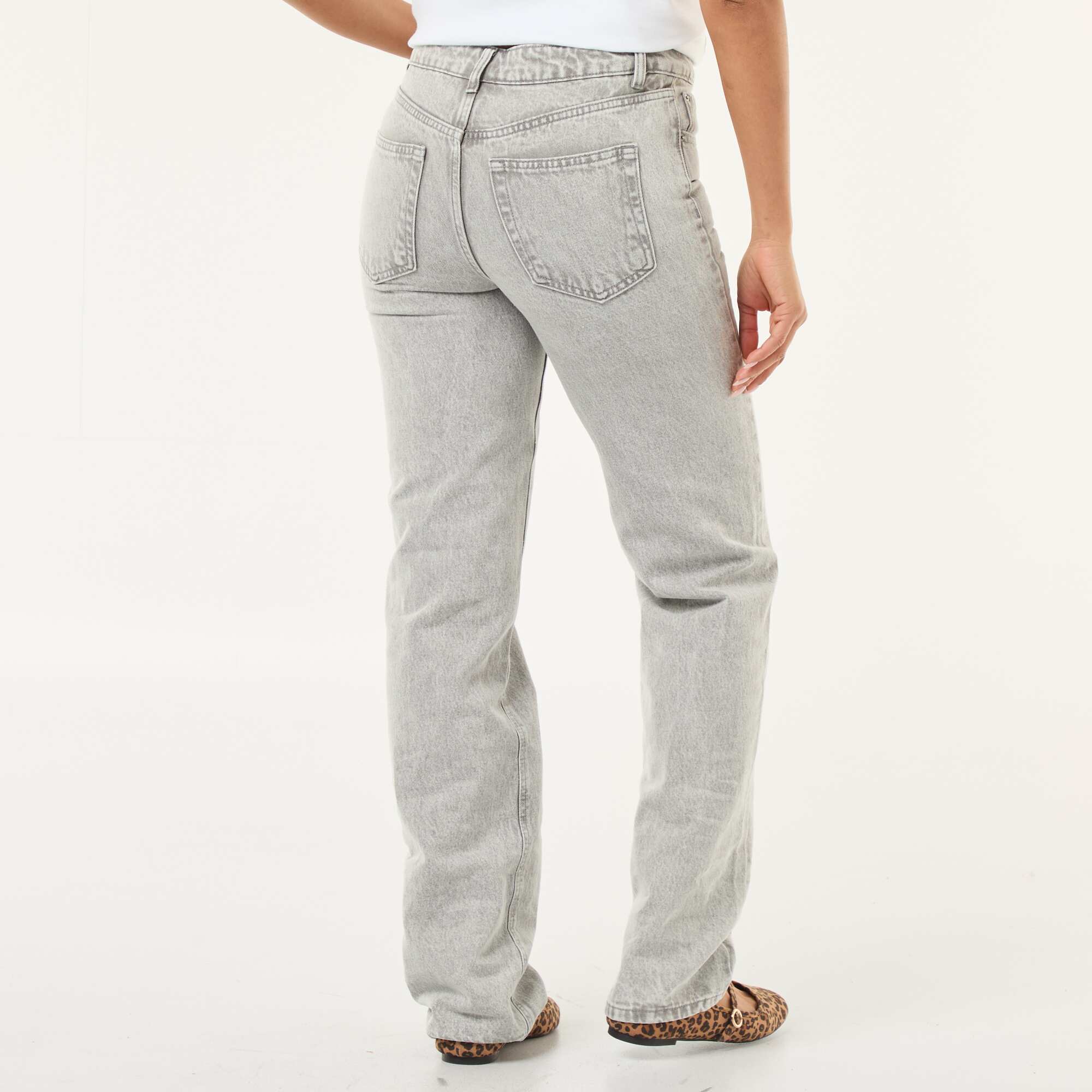 Straight-Leg Cotton Denim Jeans GREY - Image 3