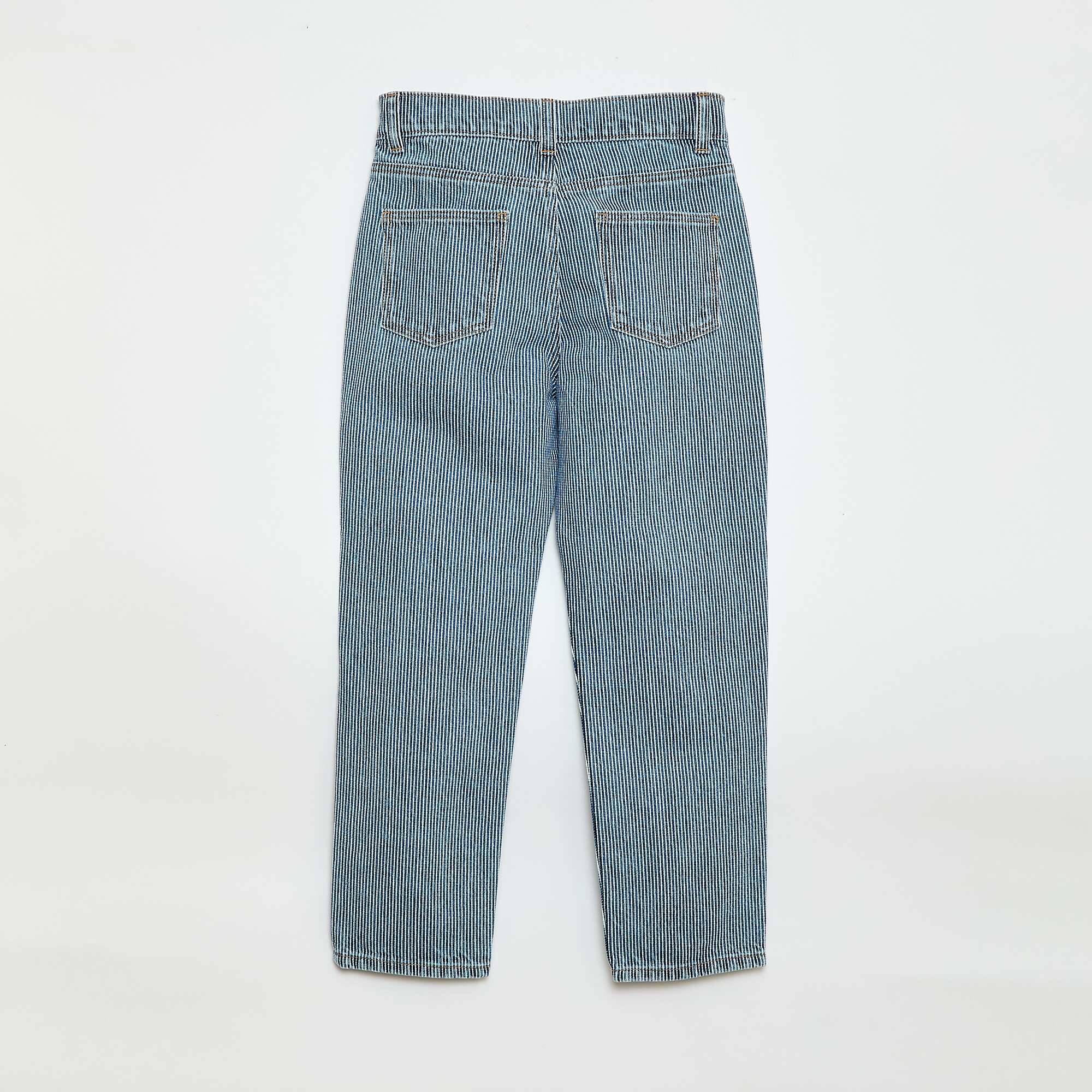 Straight-Leg Denim Pants with Pattern BLUE - Image 2