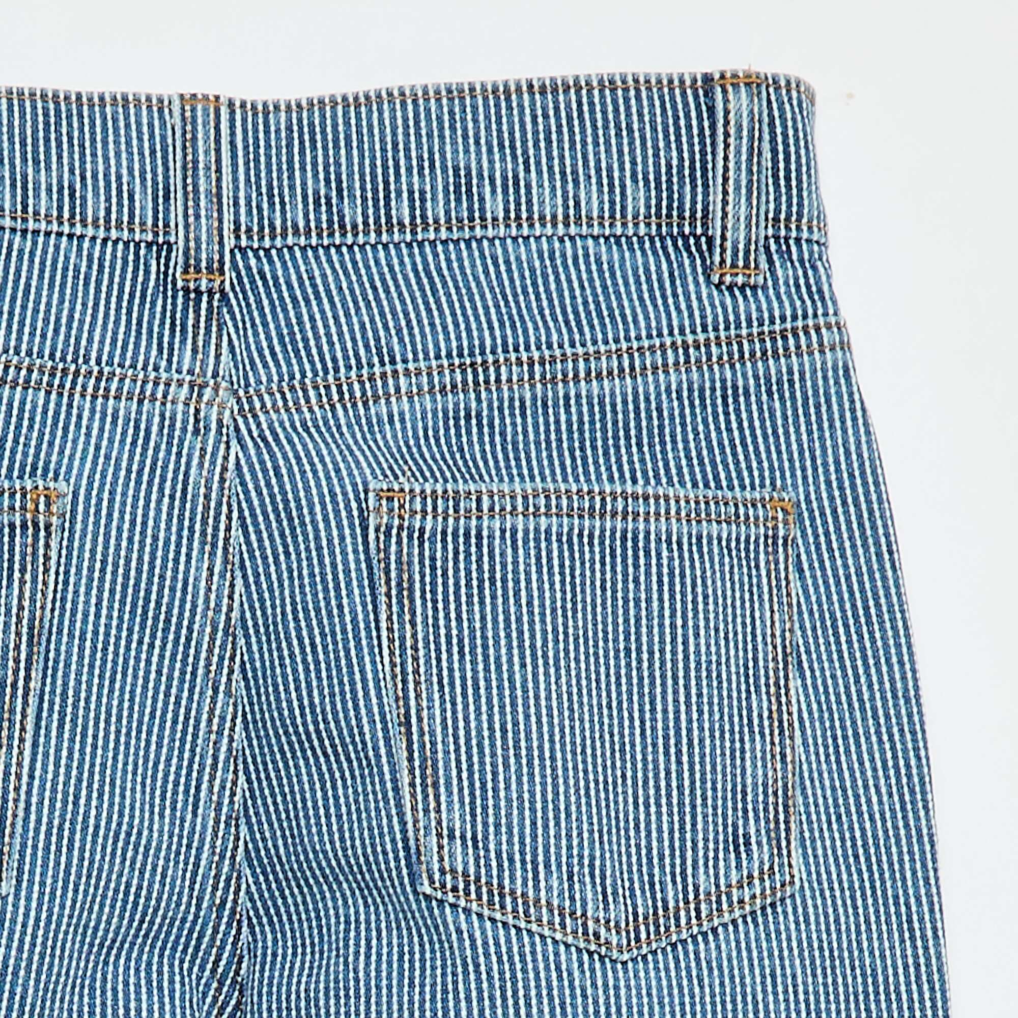 Straight-Leg Denim Pants with Pattern BLUE - Image 4