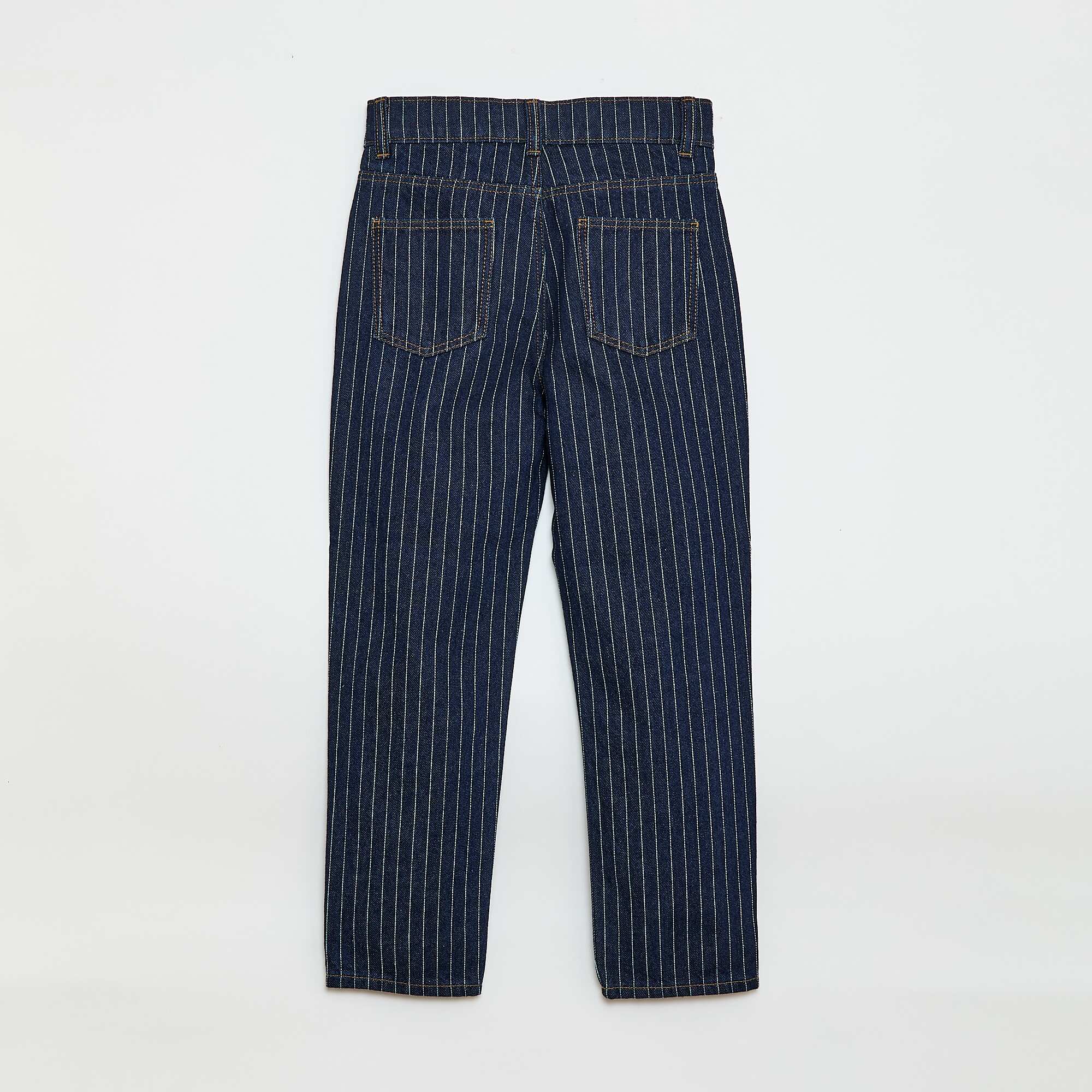 Straight-Leg Denim Pants with Pattern BLUE - Image 2