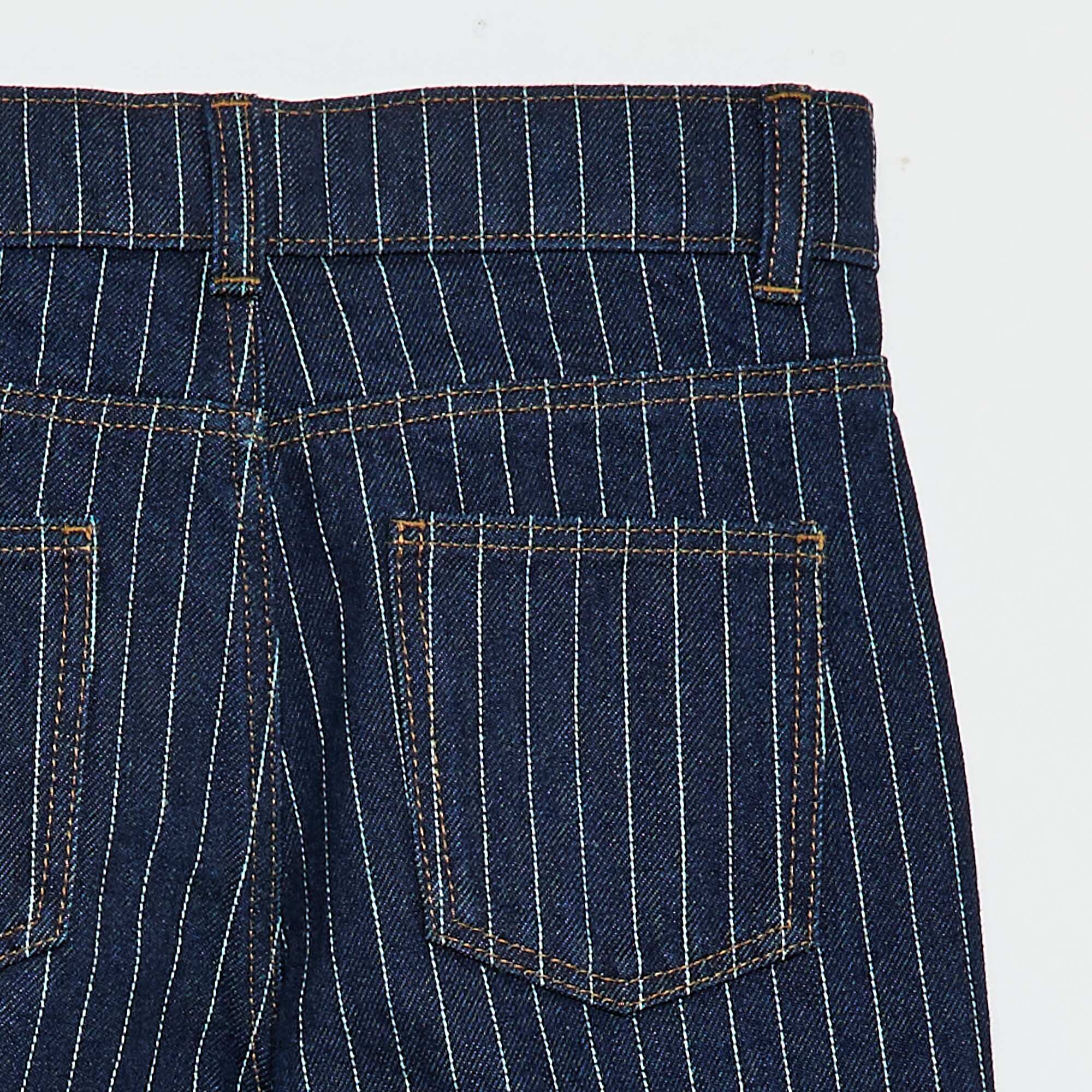 Straight-Leg Denim Pants with Pattern BLUE - Image 4