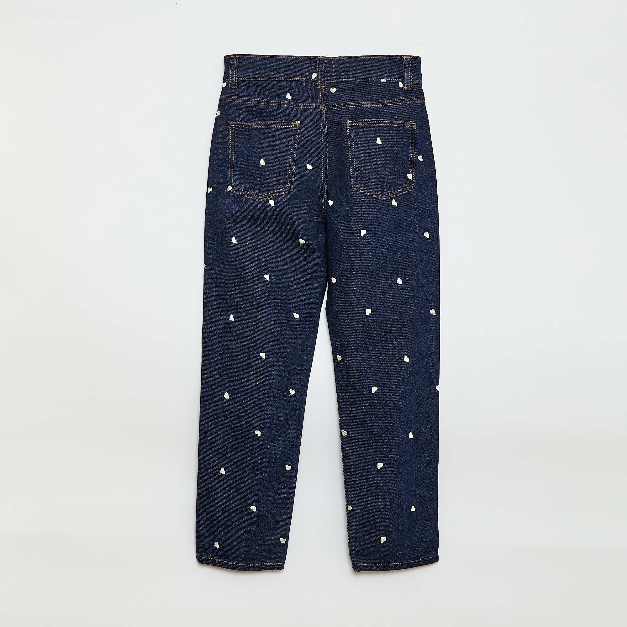 Straight-Leg Denim Pants with Pattern BLUE - Image 2