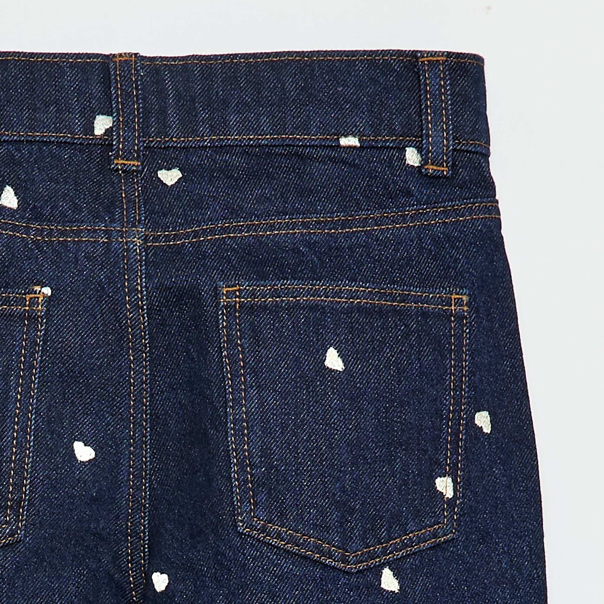 Straight-Leg Denim Pants with Pattern BLUE - Image 4