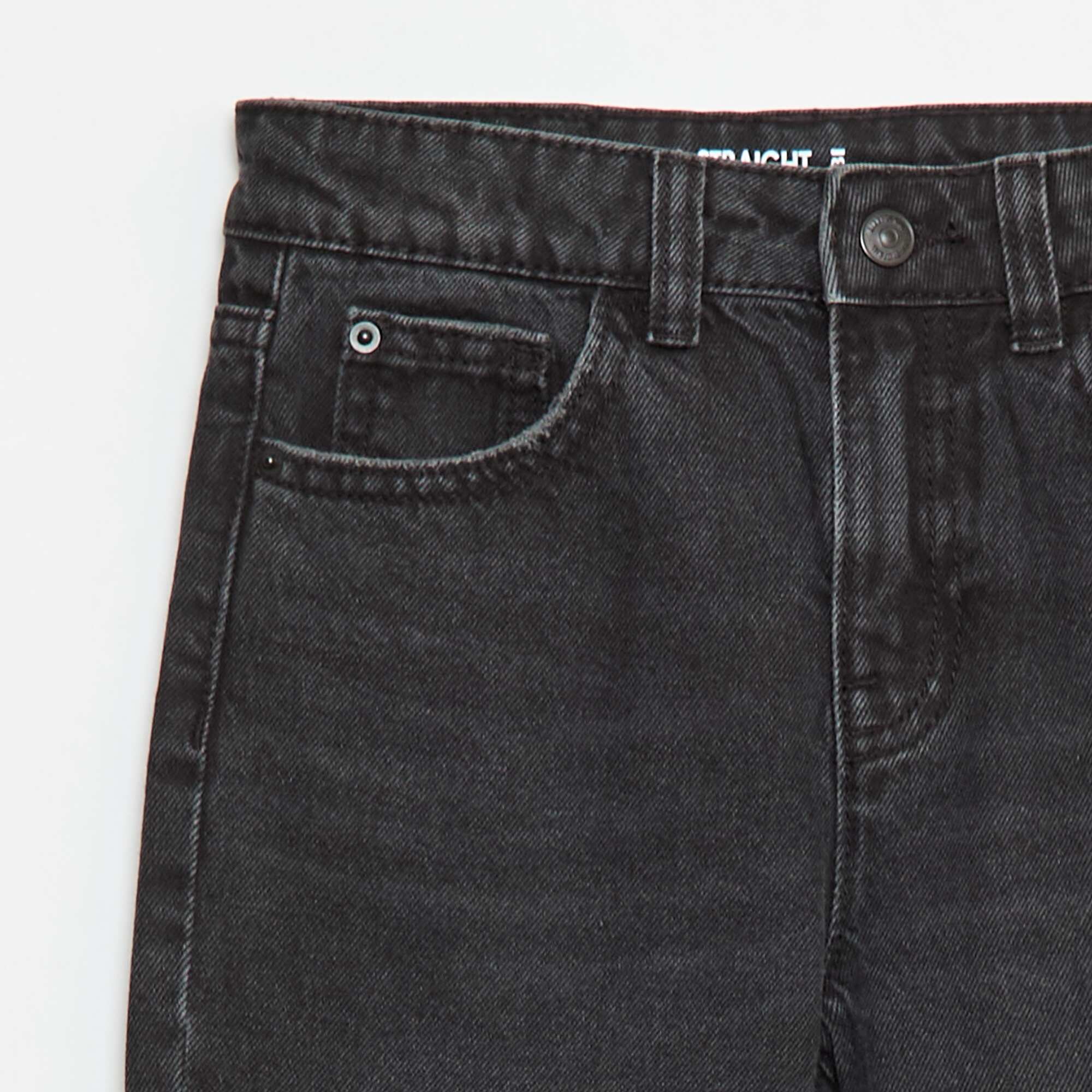 Straight Leg Jeans with Distressed Details GREY - Image 3