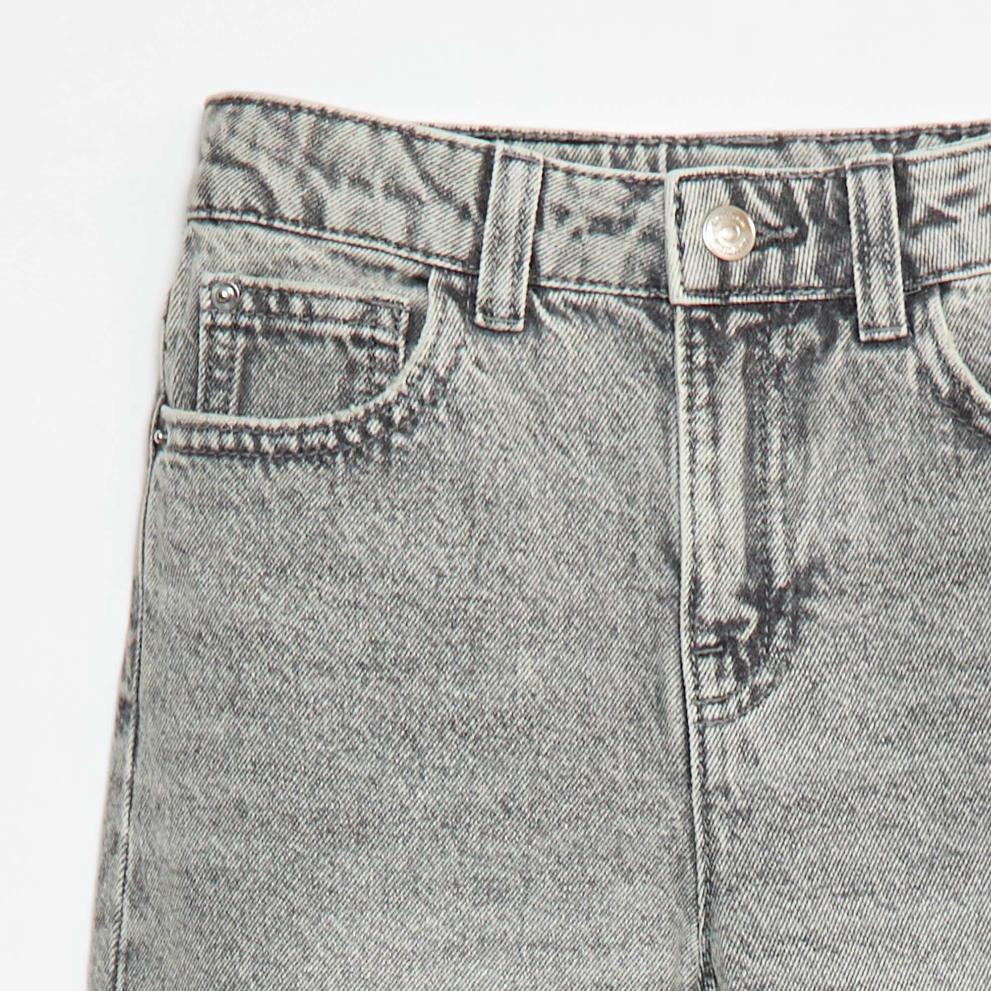 Straight-Leg Jeans with Distressed Details GREY - Image 3