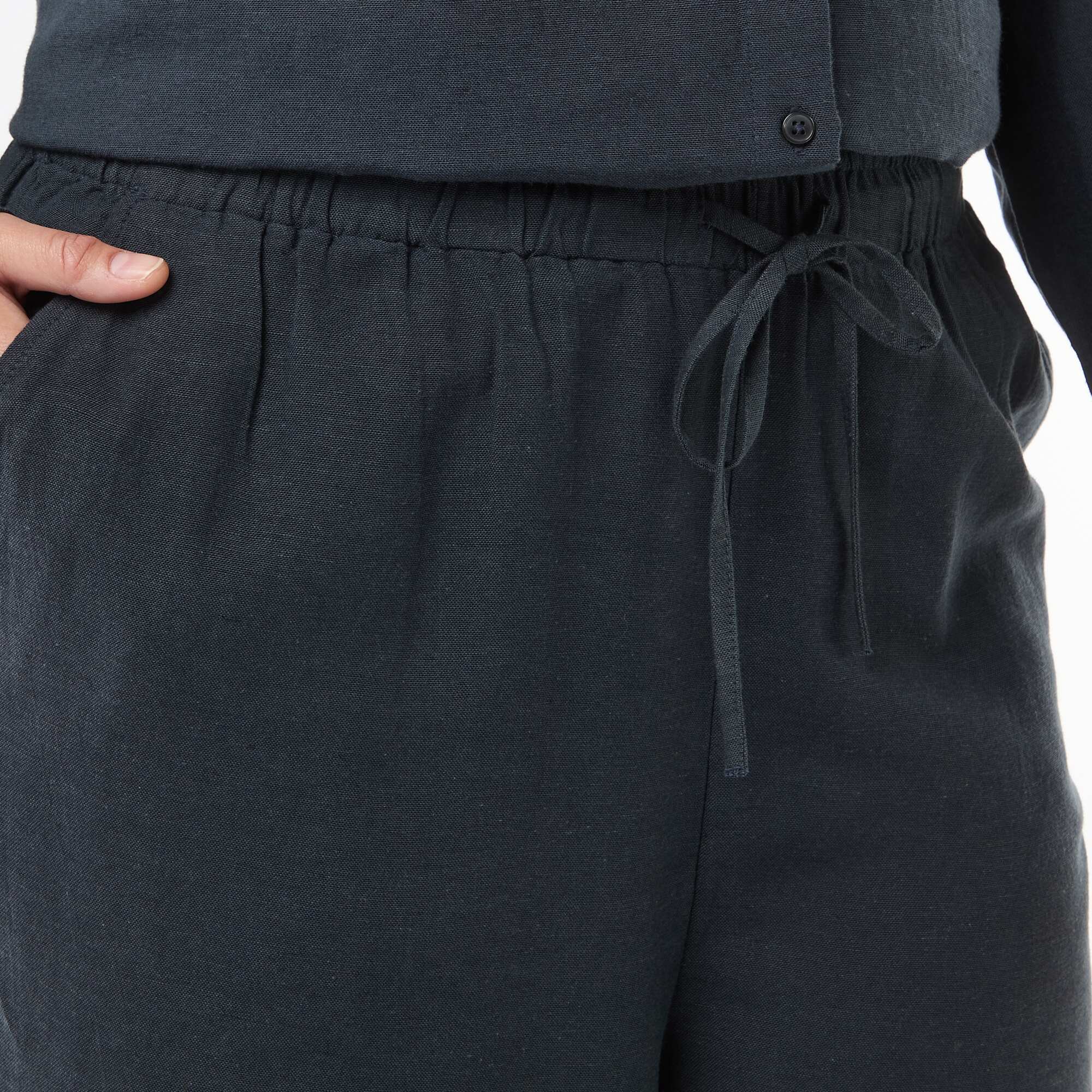 Straight-Leg Linen-Blend Trousers BLUE - Image 4