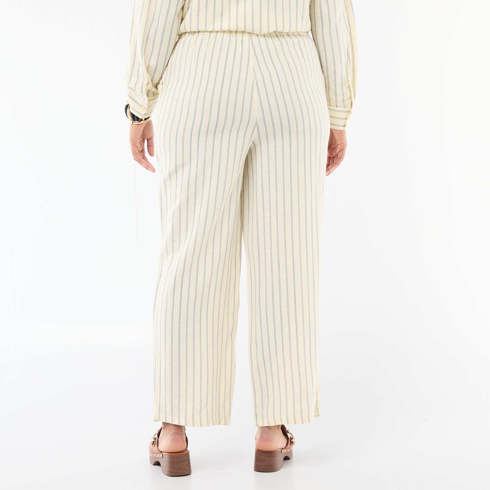 Straight-Leg Linen-Blend Trousers YELLOW - Image 3