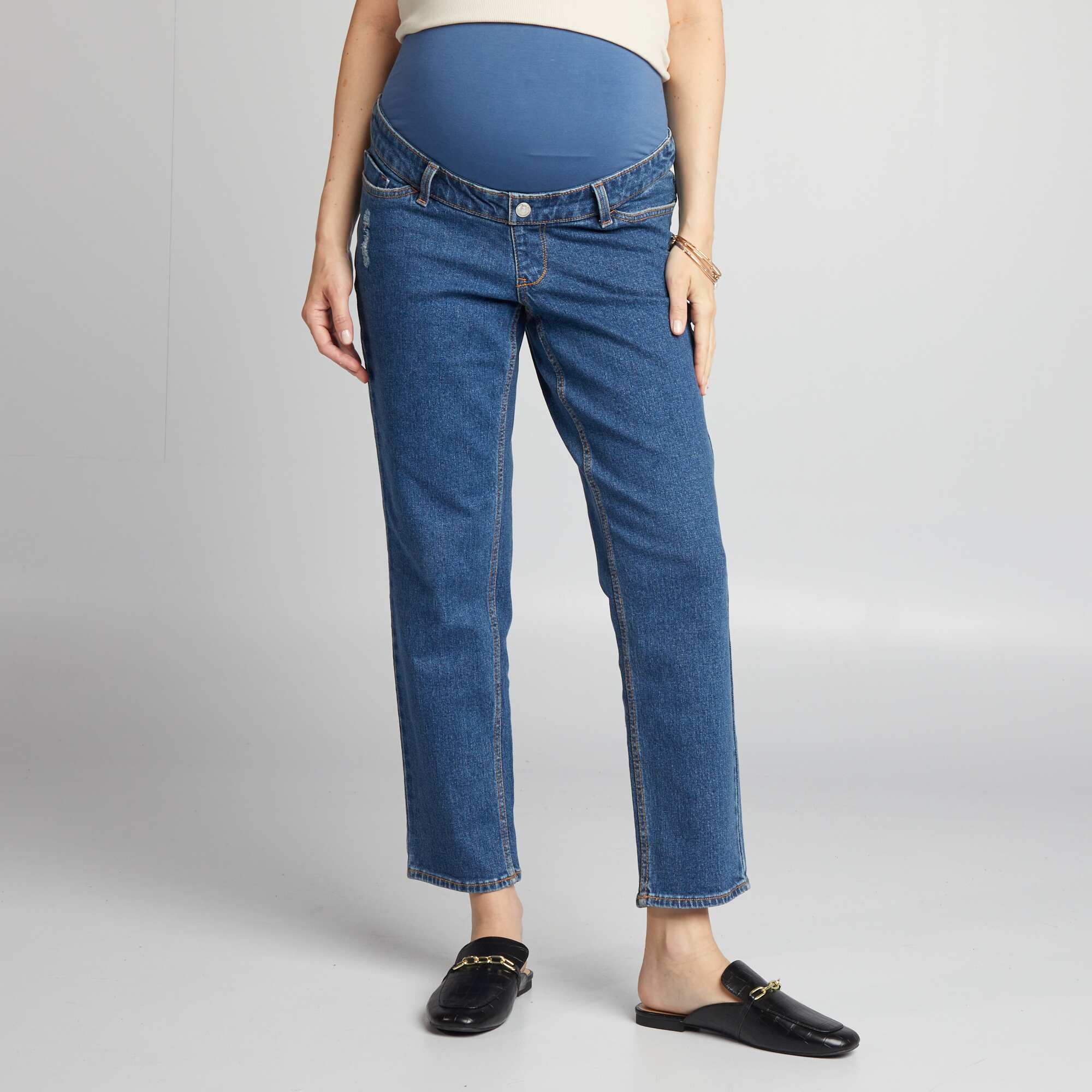Straight-leg maternity jeans with panel BLUE - Image 4