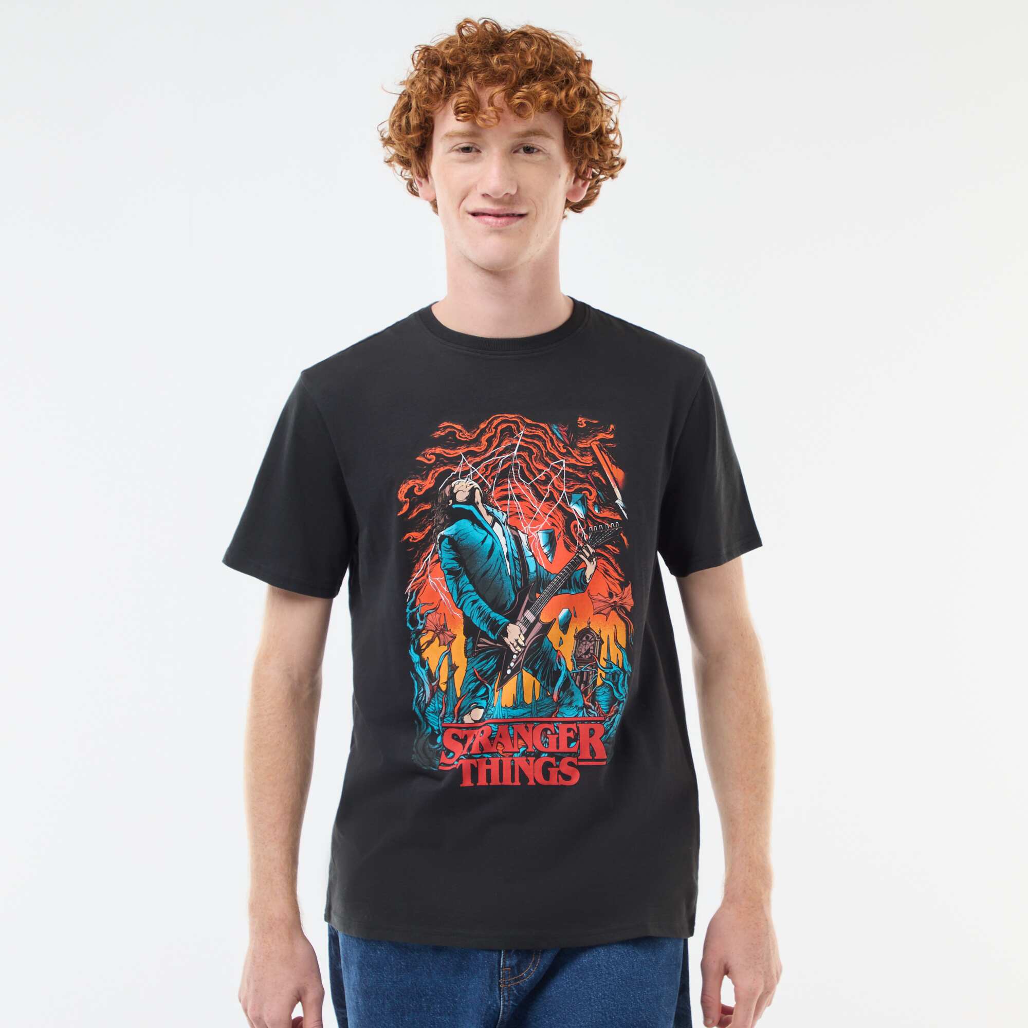 Stranger Things 'Sun City' Cotton T-Shirt - Netflix BLACK