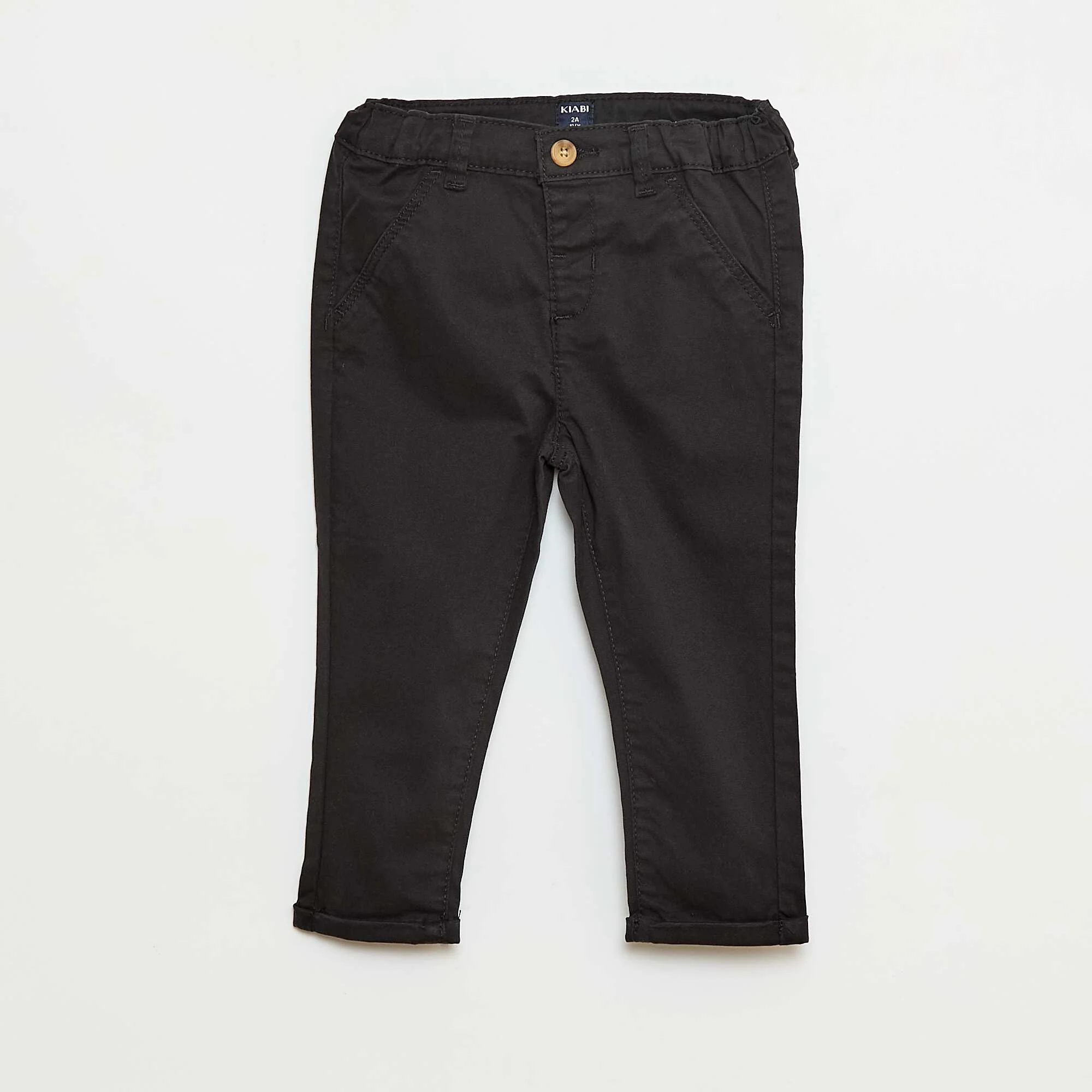 Stretch Cotton Straight Chinos BLACK - Image 2