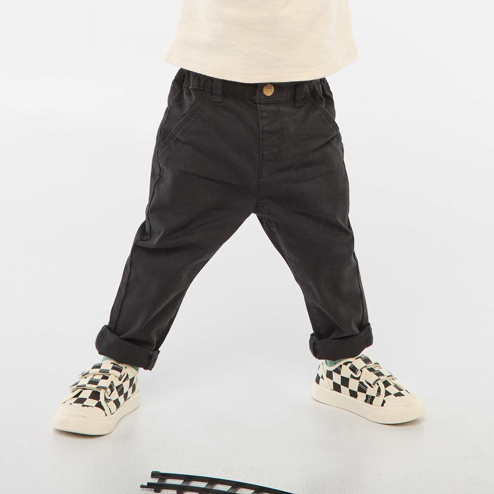 Stretch Cotton Straight Chinos BLACK - Image 3